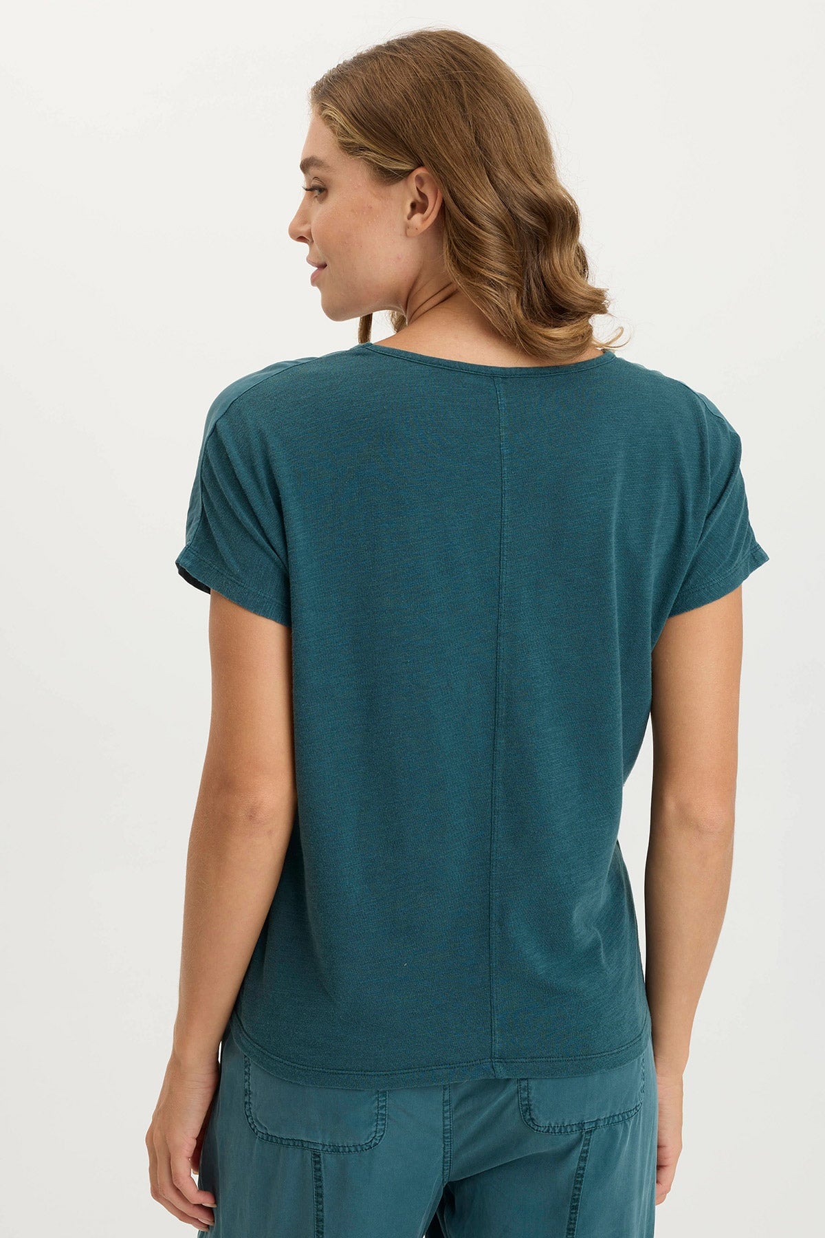 Ulysses Twill & Jersey Oversized V-Neck Top for Women - Comfortable Casual & Layering Shirt for Everyday Wear