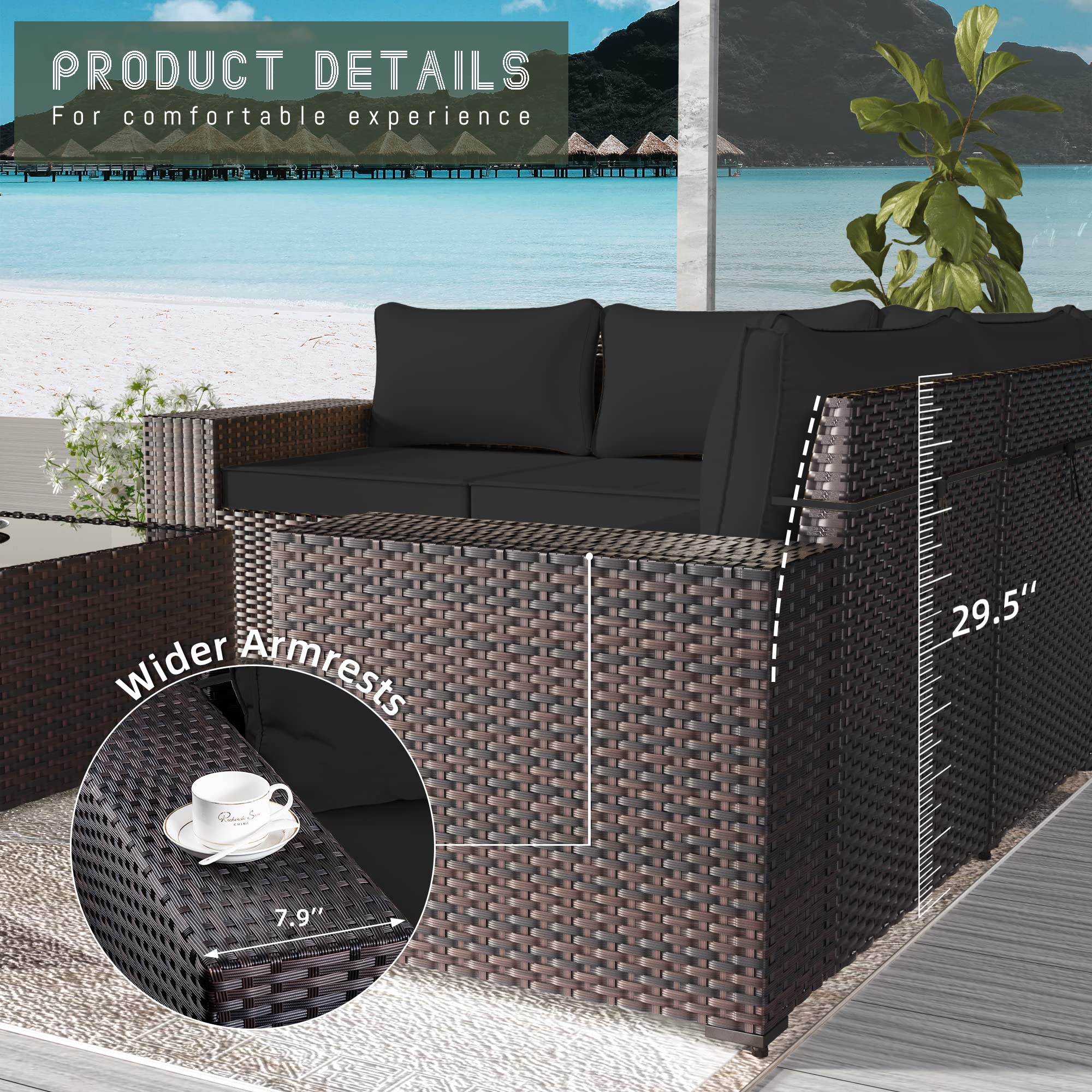 7-Piece Outdoor Patio Furniture Set with 43