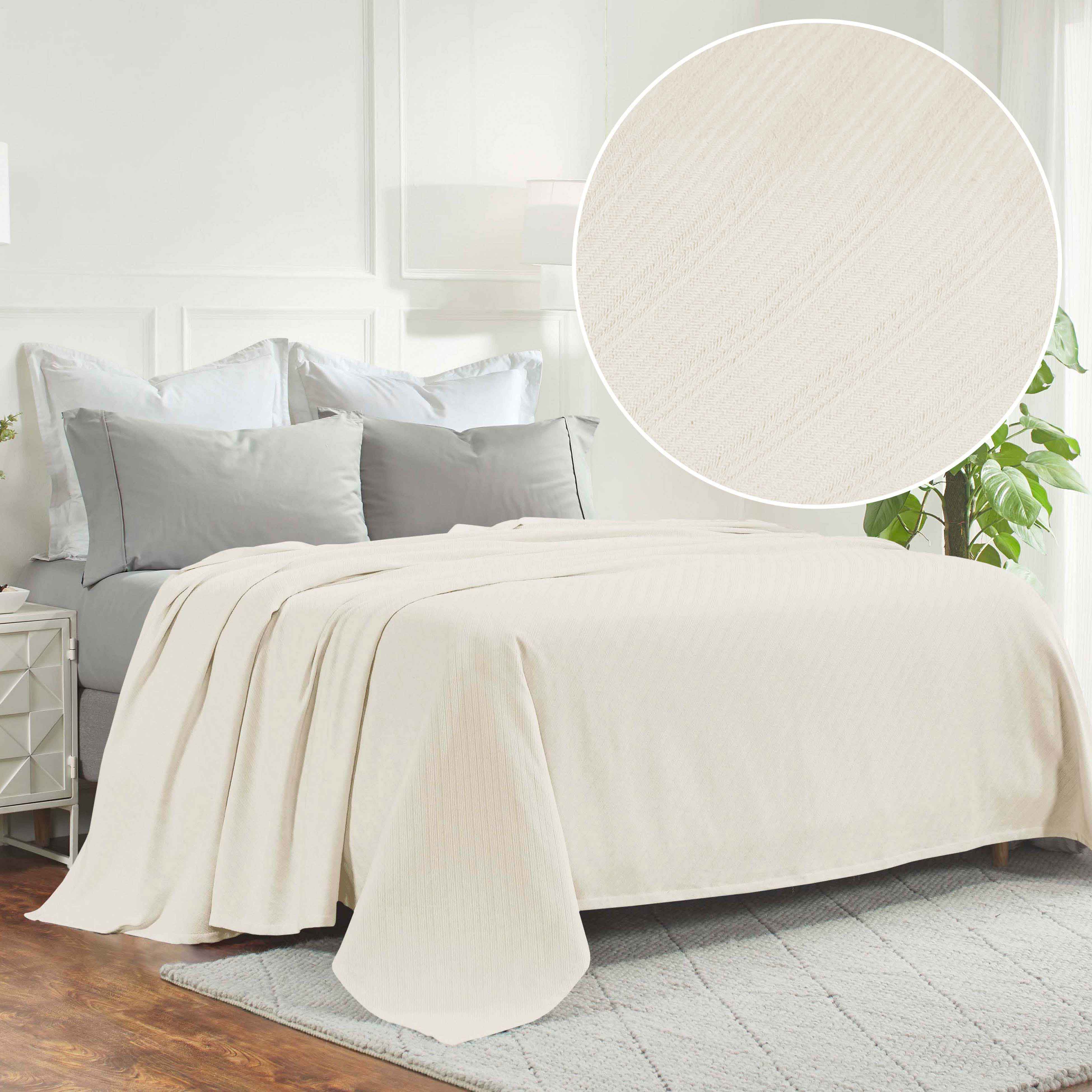 Premium Milan Cotton Textured Striped Lightweight Woven Blanket - Soft & Breathable Throw for Sofa, Bed, Picnic & Outdoor Use