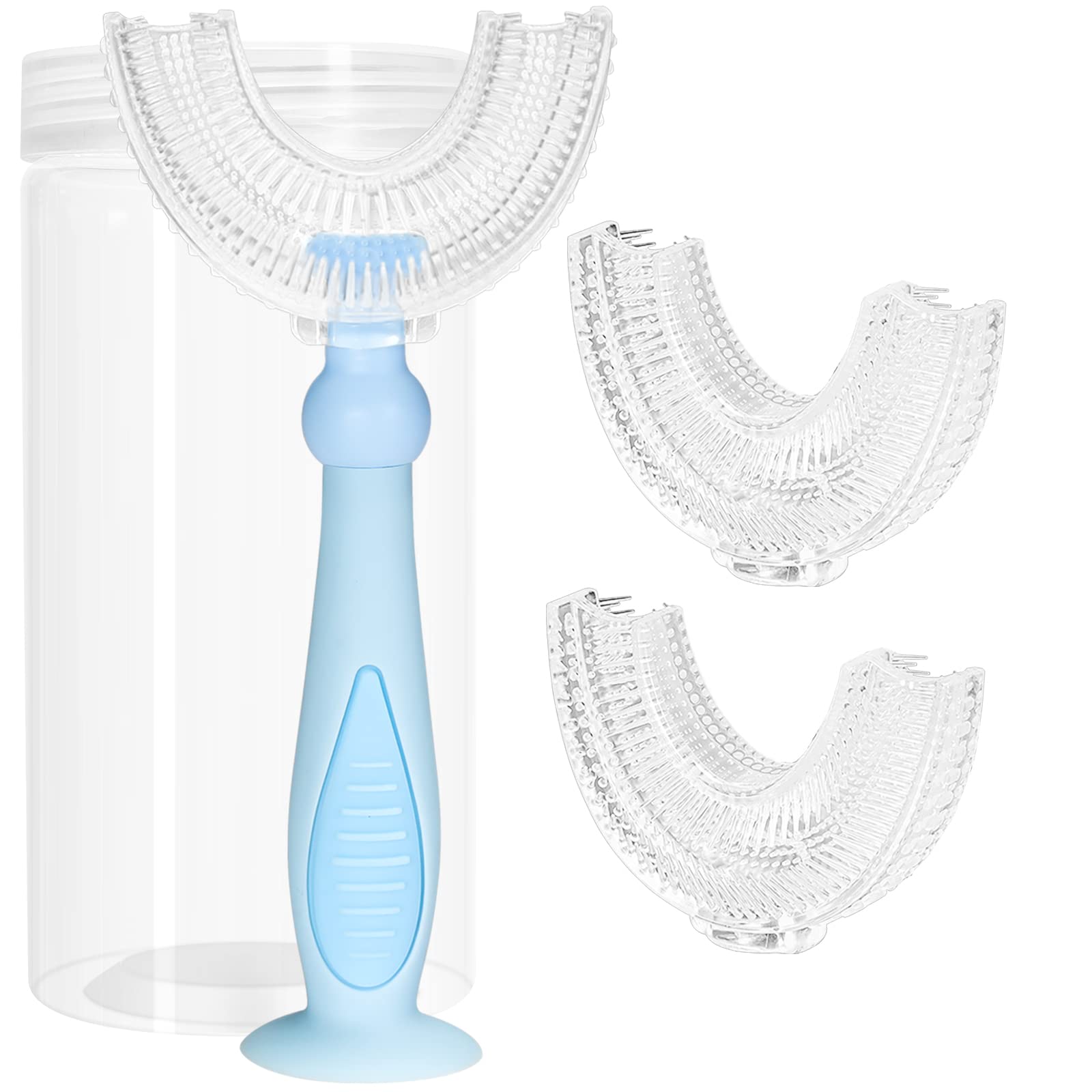 Kids U-Shaped Toothbrush - Soft Silicone Heads 3-Pack for Ages 6-12 | Easy Whole Mouth Cleaning at Home & Travel
