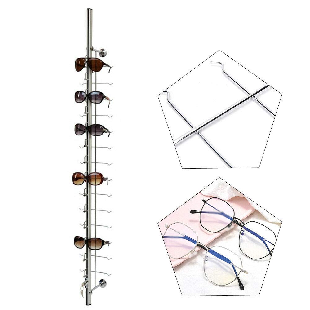 1.22m Lockable Rotating Aluminum Glasses Display Stand - Eyeglass & Sunglass Organizer Rack with Storage for Retail Stores (10pcs) | Perfect for Optical Shops, Boutiques & Department Store Displays