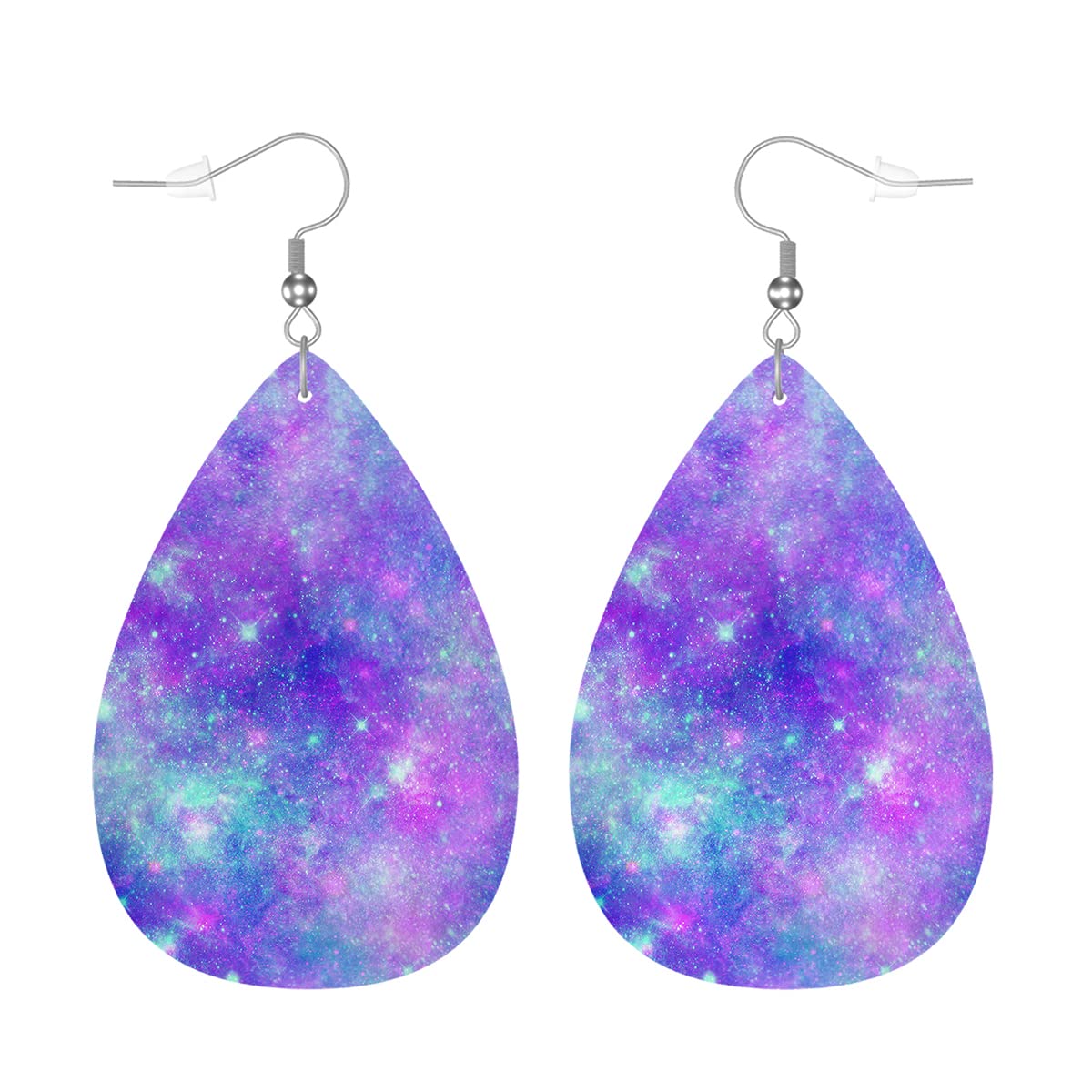 Zokola Galaxy Universe Faux Leather Earrings for Women - Fantasy Nebula Starry Sky Teardrop Dangle Earrings Jewelry | Perfect for Cosplay, Rave Parties & Boho Fashion Accessories