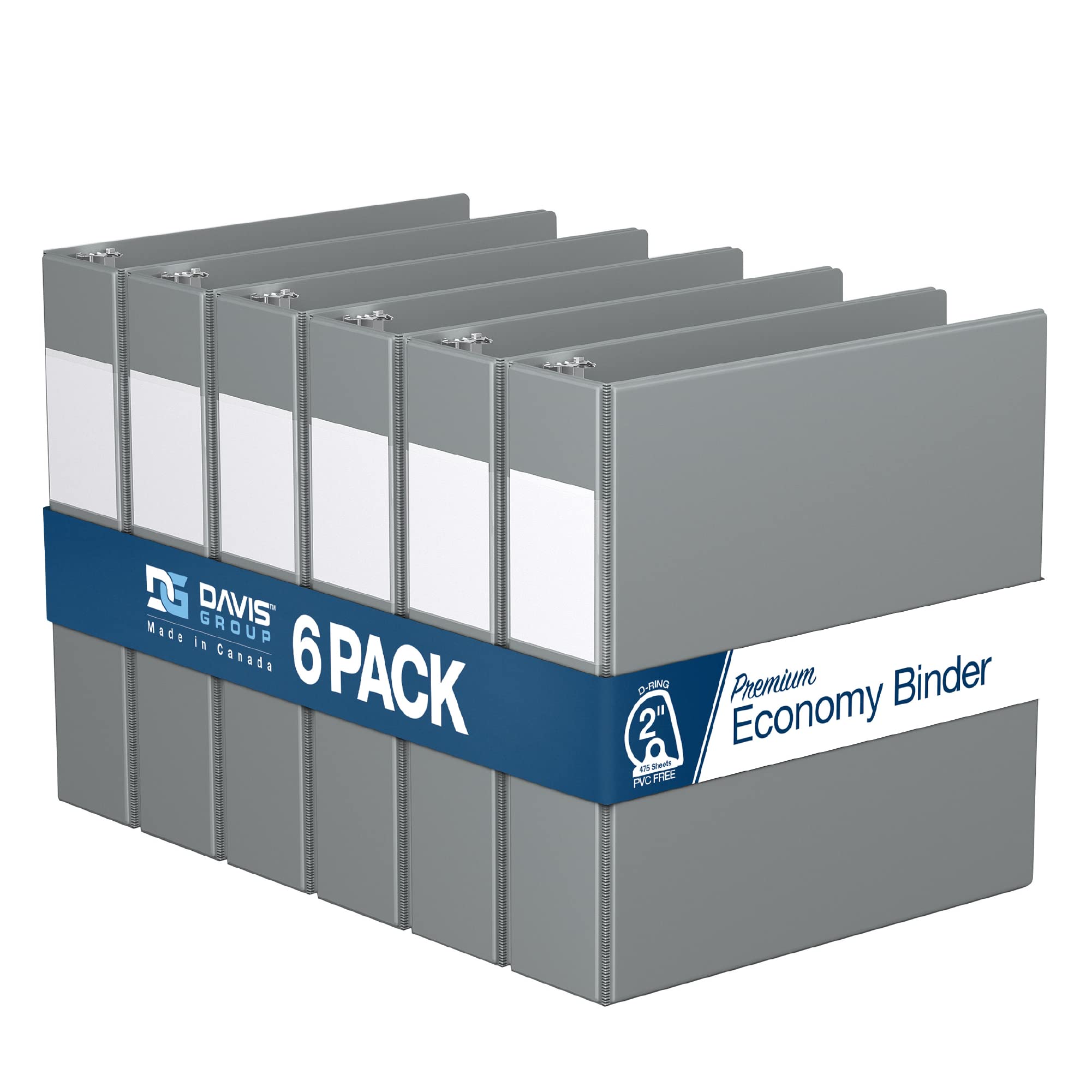 Premium 2-Inch 3-Ring Binders - D Ring Notebook Organizer for School, Office & Home - 6-Pack Gray Binders - Perfect for Organizing Documents, Reports & Projects