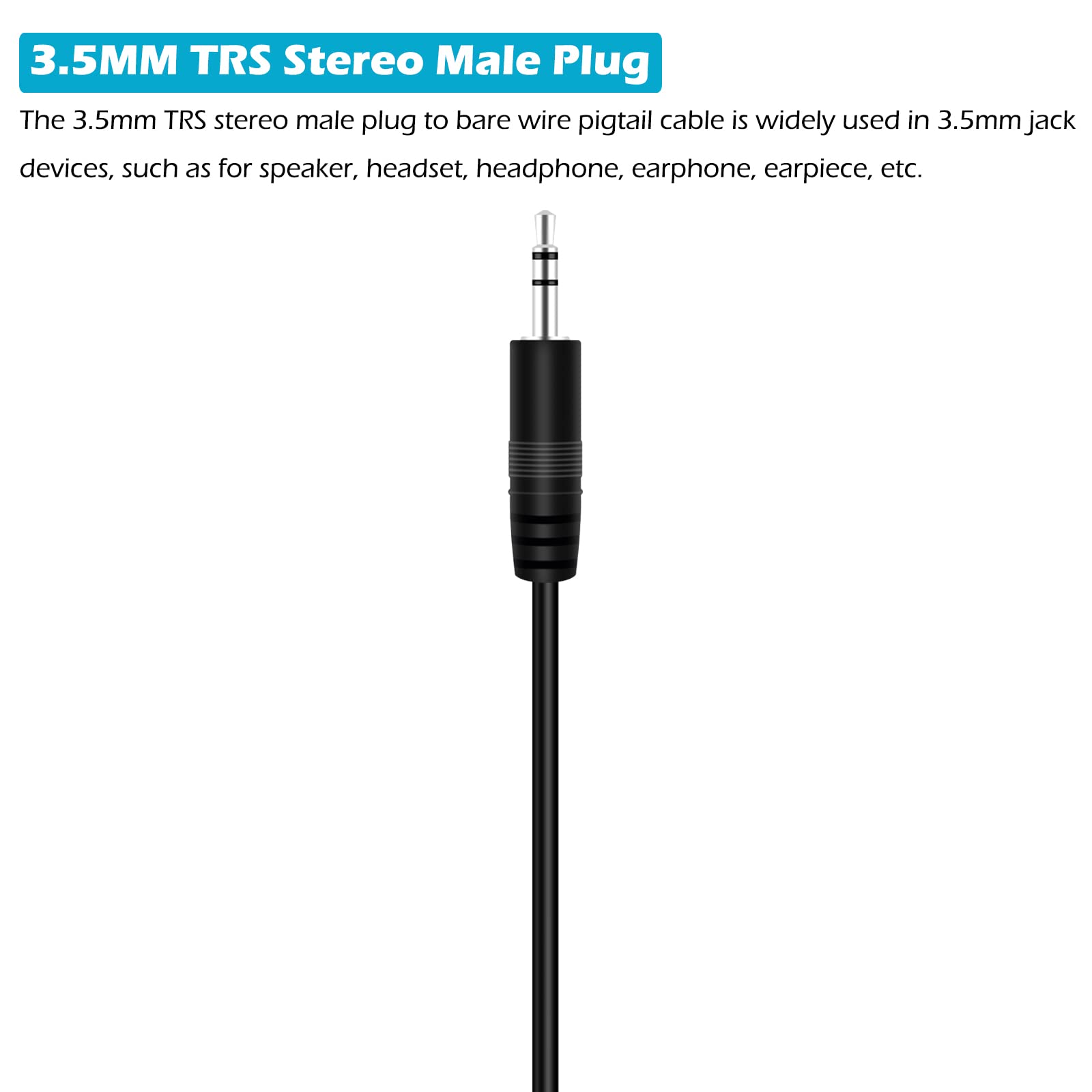 Fancasee 3FT 3.5mm Male to Bare Wire Speaker Cable - TRS Stereo Jack to Pigtail Audio Adapter - for Speaker, Headphone, Headset & Earphone Repair - Perfect for Home Theater, Car Audio & DIY Projects