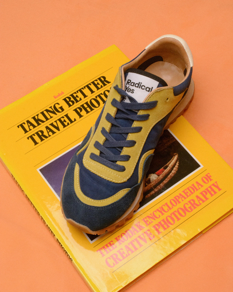 Moon Street Lace Up Sneakers for Women - Washed Petrol & Chartreuse Color - Comfortable Casual Walking Shoes for Running, Gym, and Everyday Wear