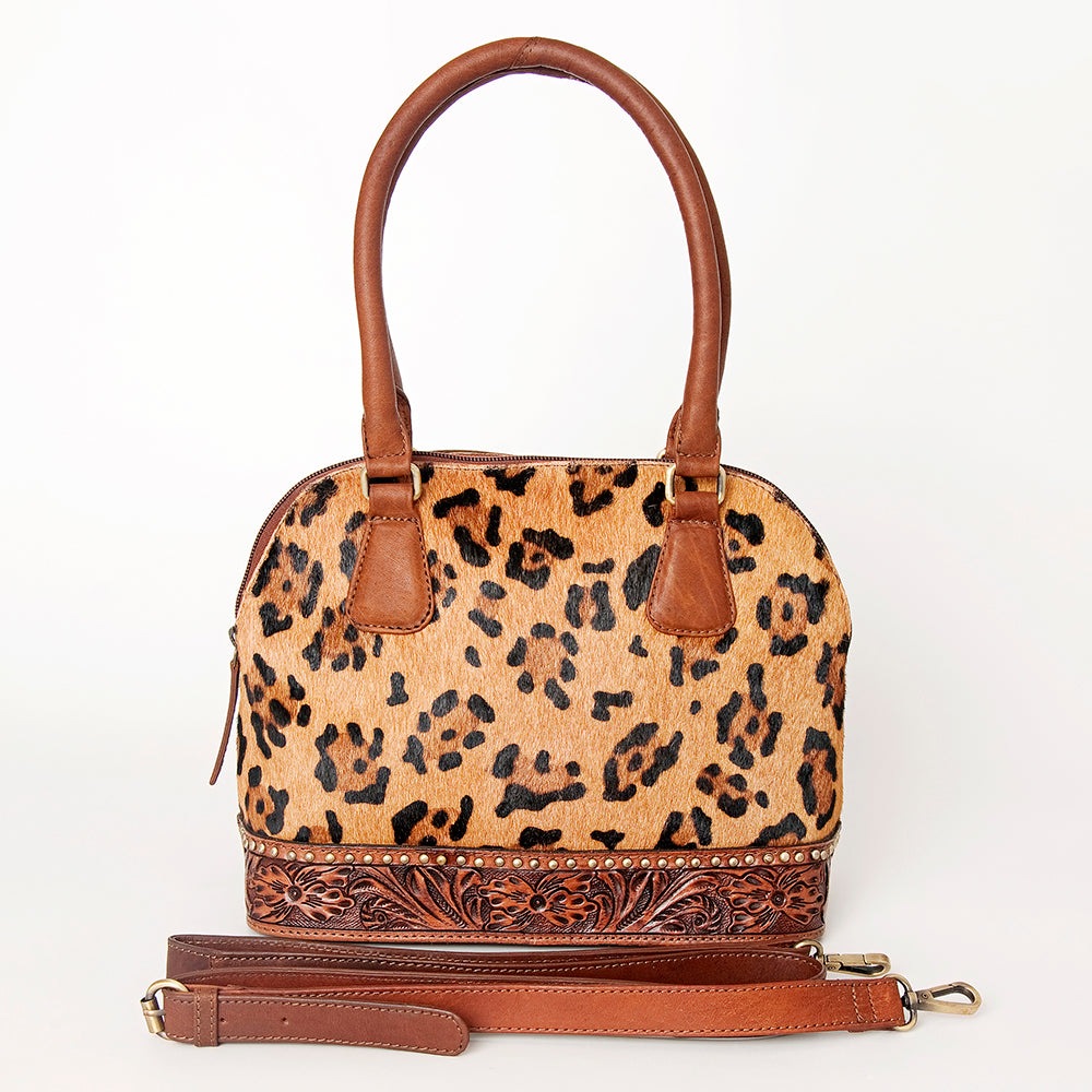 American Darling ADBGI190A Genuine Leather Women's Western Tote Bag - Hand Tooled Hair-On Cowhide Purse for Casual Outings & Country Events