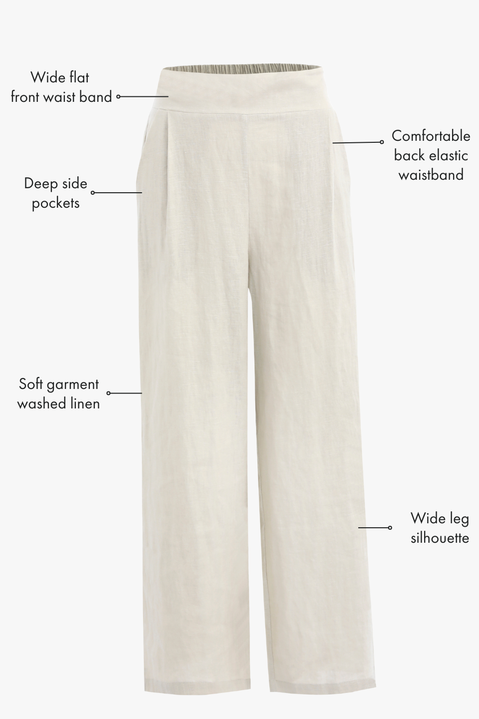 Guardian Natural Linen Viscose Elastic Waist Pants for Women - Comfortable Stretchy Lounge Pants for Yoga, Travel & Home Wear