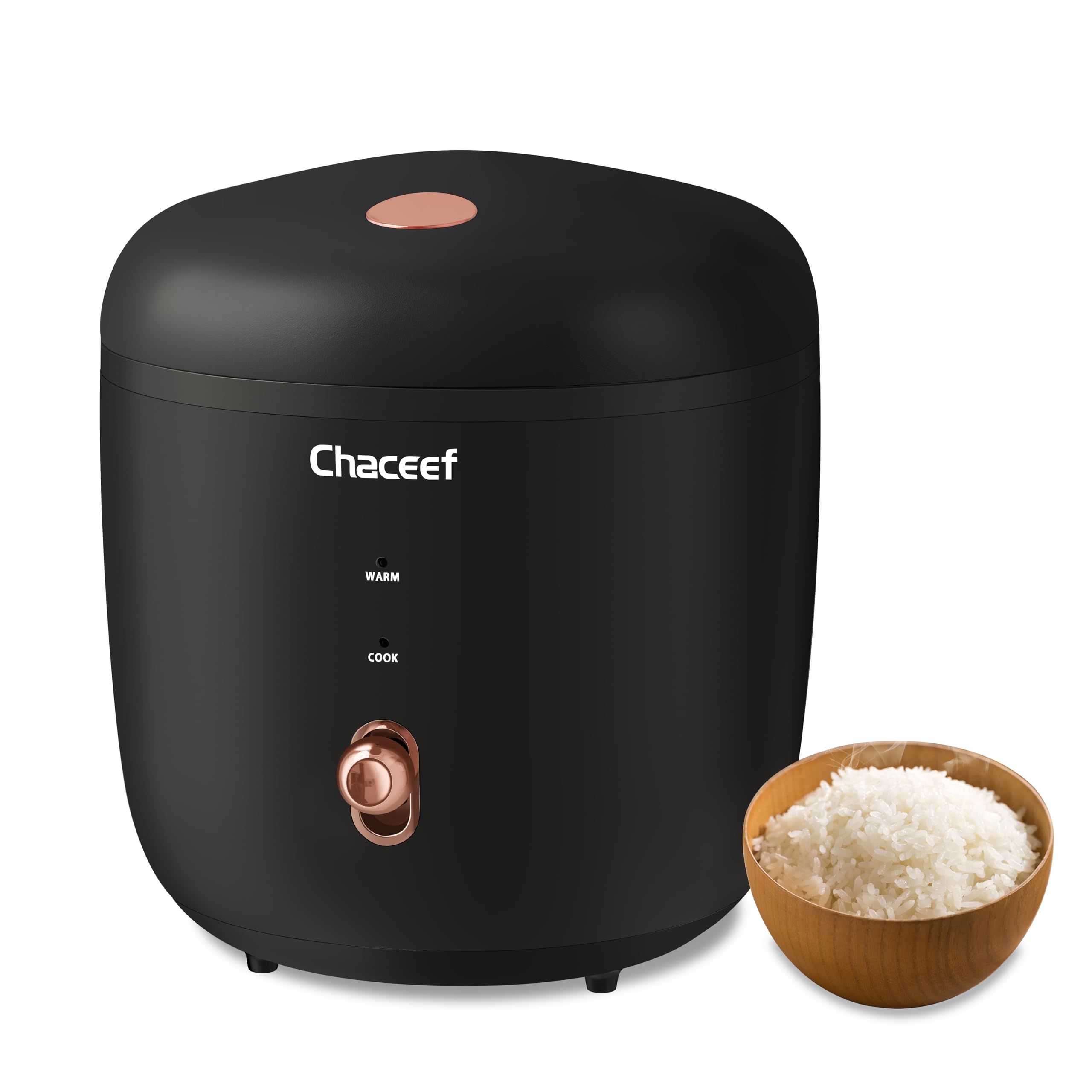 CHACEEF Mini Rice Cooker 2 Cups (1.2L) - Small Portable Travel Rice Maker with Non-Stick Pot, One-Touch Operation & Keep Warm Function - Perfect for White Rice, Brown Rice, Oatmeal & Black Rice - Ideal for Dorms, Offices, Camping & Small Kitchens