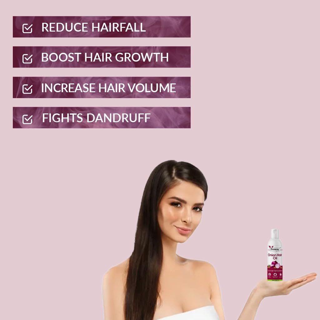 Oneway Happiness Onion Hair Oil for Hair Growth & Hair Fall Control - 100mL | 28 Natural Oils Blend | Non-Sticky Hair Growth Oil for Men & Women | Promotes Thicker, Stronger Hair | Perfect for Daily Scalp Massage & Nourishment