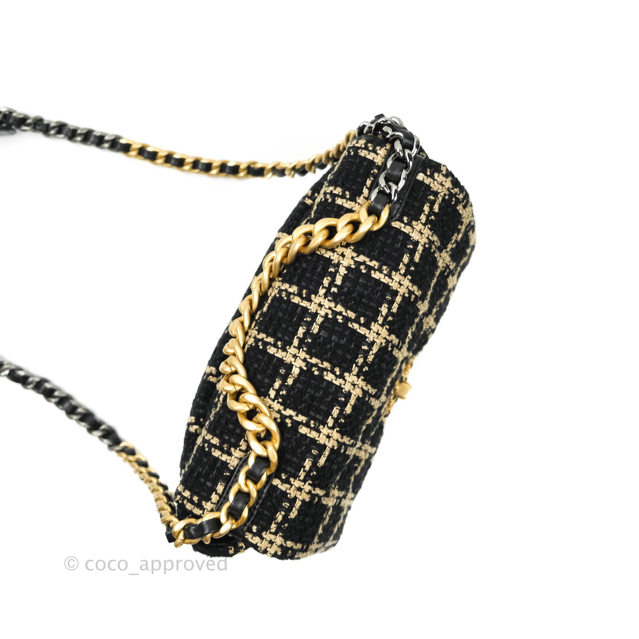 Chanel 19 Small Tweed Handbag in Black & Gold with Mixed Hardware - Luxury Crossbody Bag for Women, Perfect for Evening Events & Date Nights