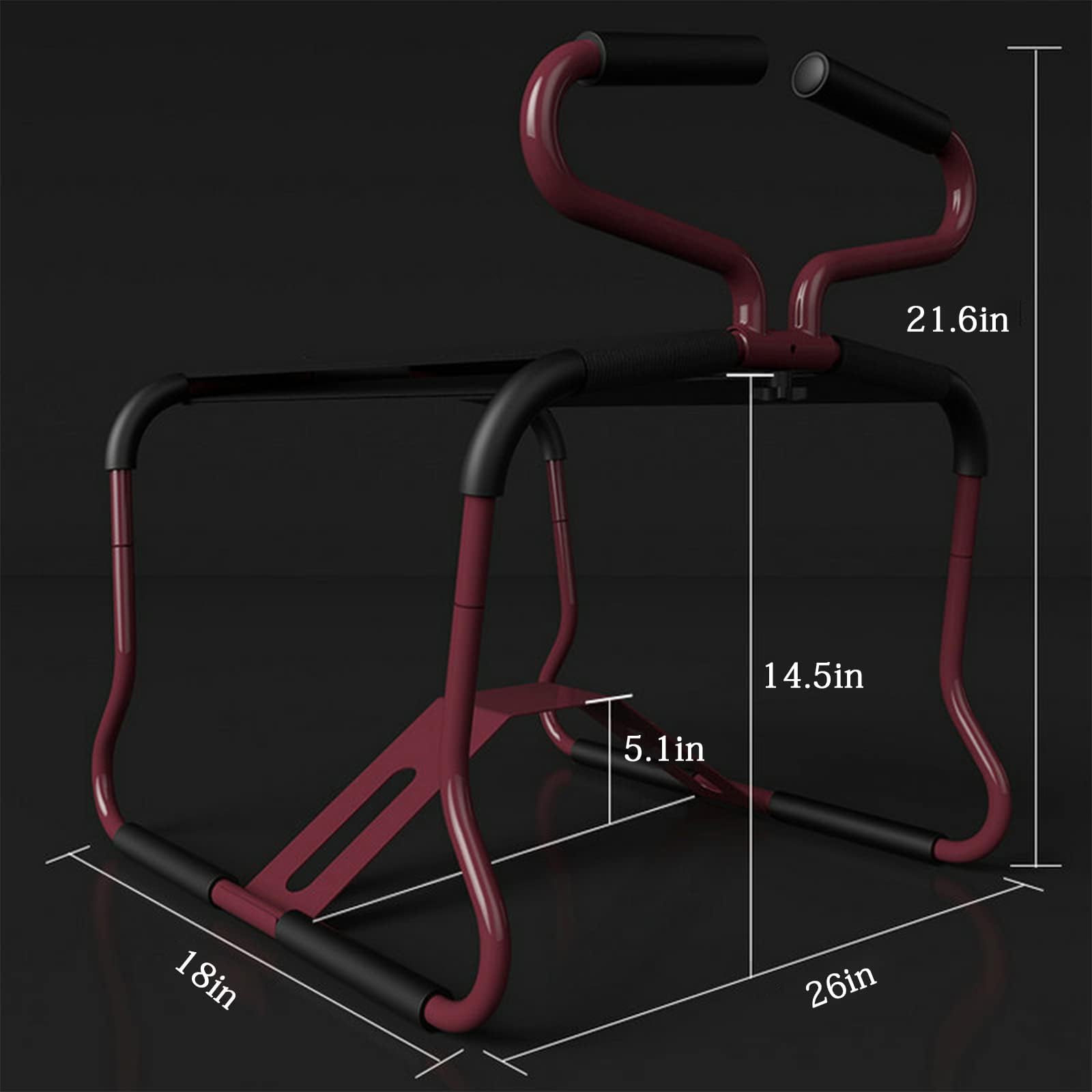 Adjustable Folding Stool for Couples - Portable Mount Stool with Elastic Support, 300 lbs Weight Capacity - Perfect for Bedroom, Bathroom & Travel (Red)
