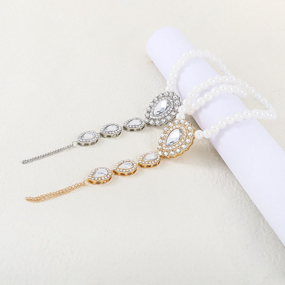 Bohemian Rhinestone Pearl Anklet Chain Bracelet Toe Ring Jewelry for Women | D0571 | Perfect for Beach, Summer Outfits and Boho Fashion Accessories