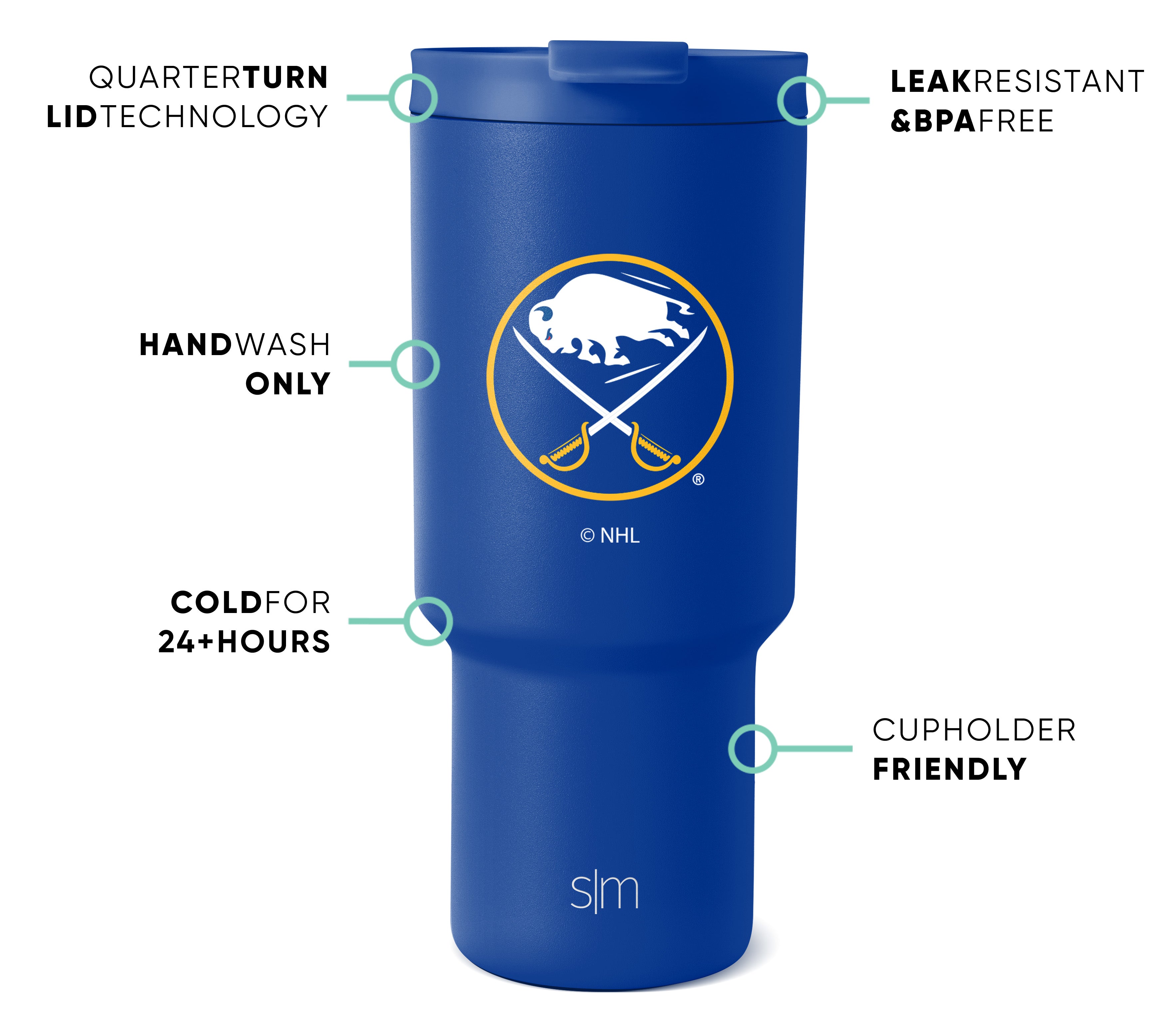 NHL Trek Tumbler 20oz Stainless Steel Insulated Cup with Lid - Leakproof Travel Mug for Hockey Fans - Perfect for Game Day, Camping & Office Use