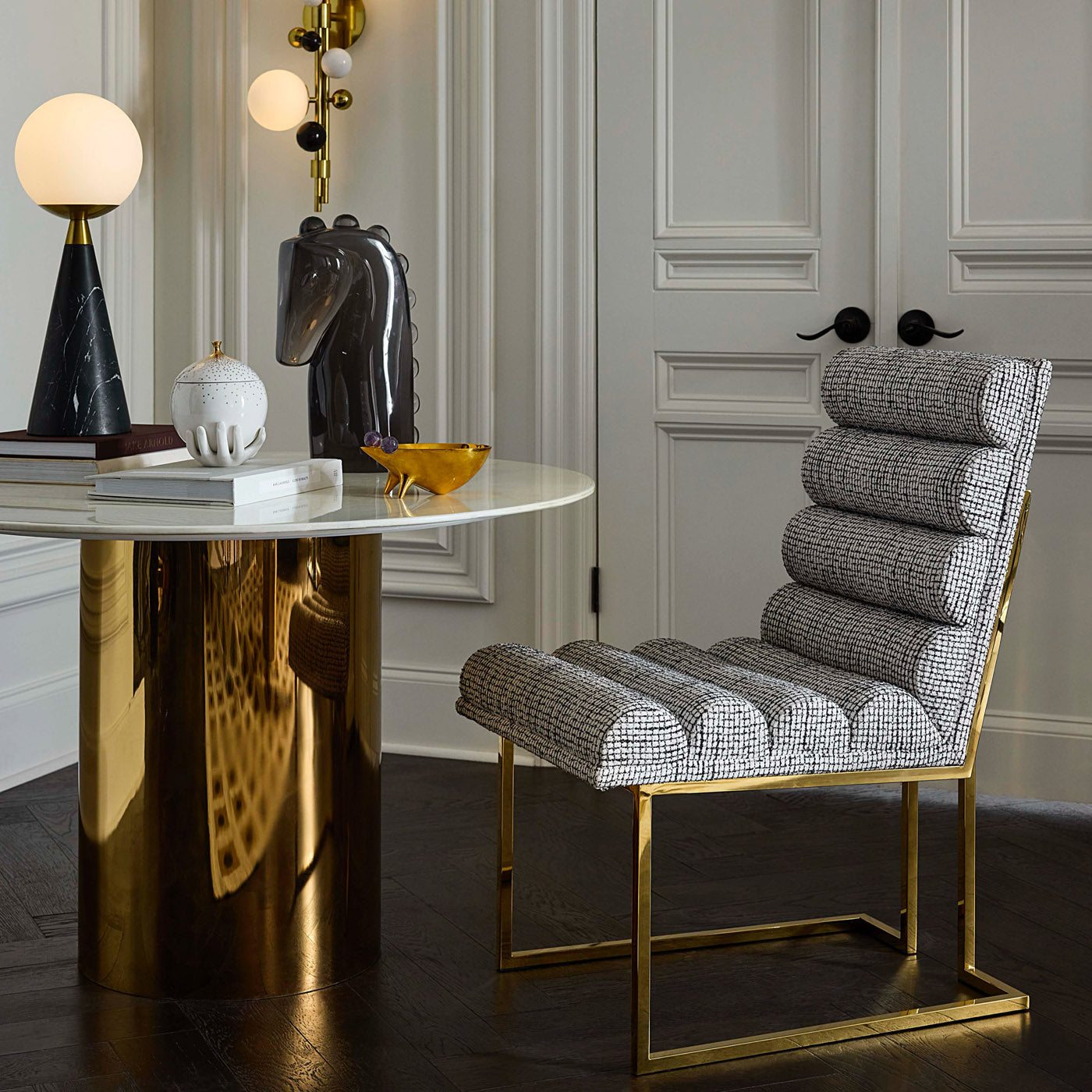 Channeled Goldfinger Dining Chair - Modern Upholstered Accent Chair for Kitchen, Dining Room, or Office - Comfortable & Stylish Seating Solution