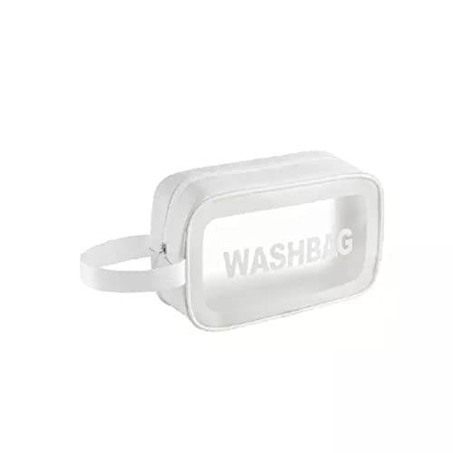 Waterproof Clear Travel Toiletries Bag - Transparent Cosmetic Makeup Organizer with Zipper for Women & Men | Portable Grooming Kit, Jewelry Pouch | Ideal for Air Travel, Gym, Camping & Daily Use (Medium, White)