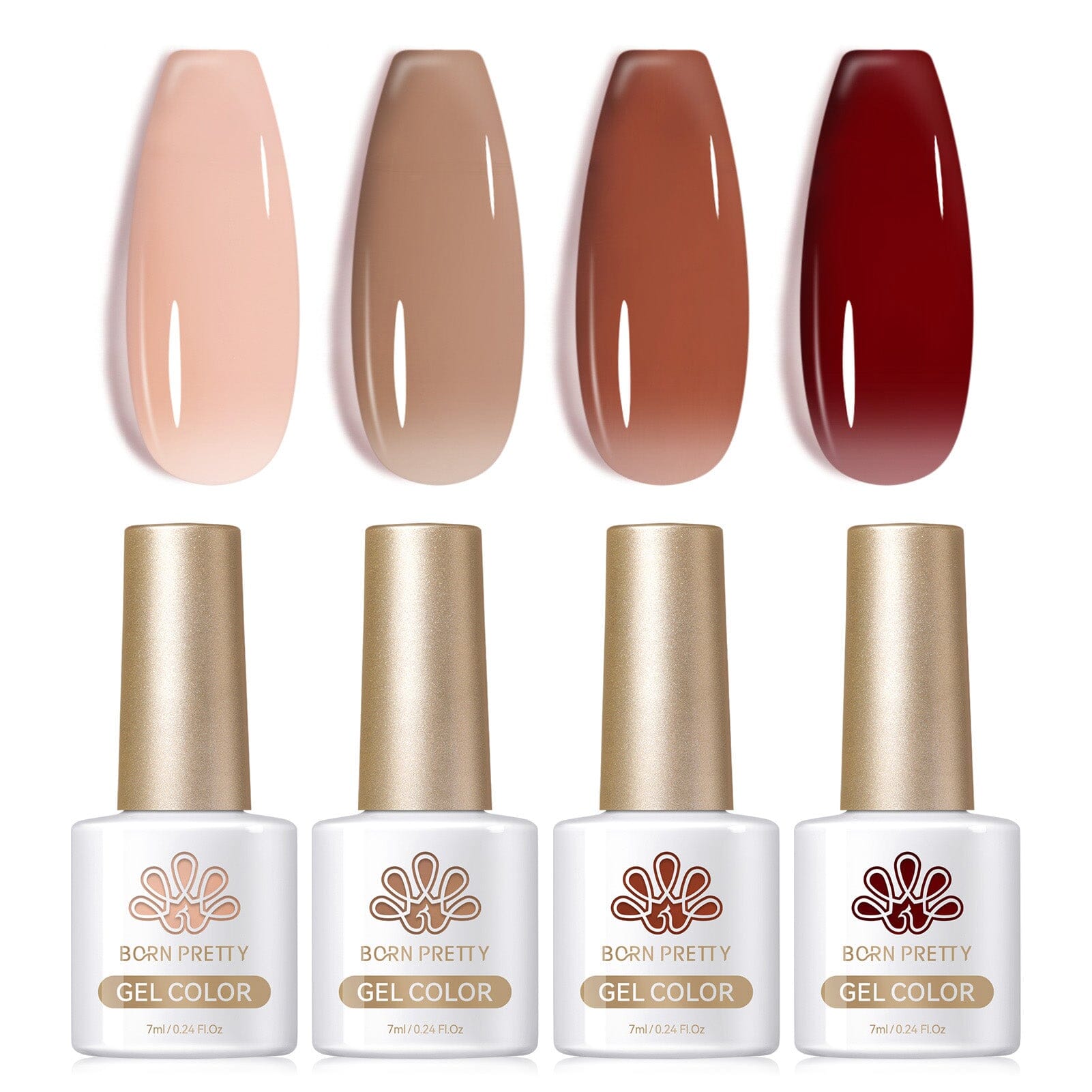 4 Colors Autumn Ember Milky Jelly Gel Set 7ml - Long Lasting Nail Polish for Fall & Winter - Perfect for Manicures, Pedicures, and Nail Art
