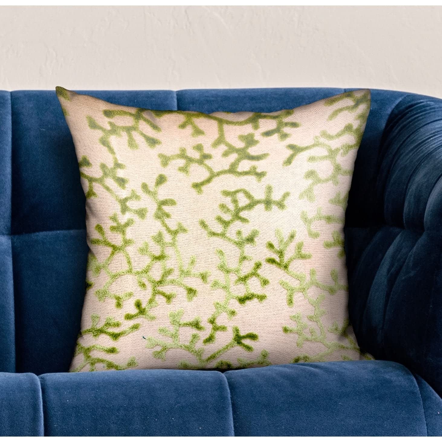 Luxury Floral Throw Pillow - Sage Reef Apple Green Decorative Cushion Cover for Sofa, Bed, Living Room & Home Decor