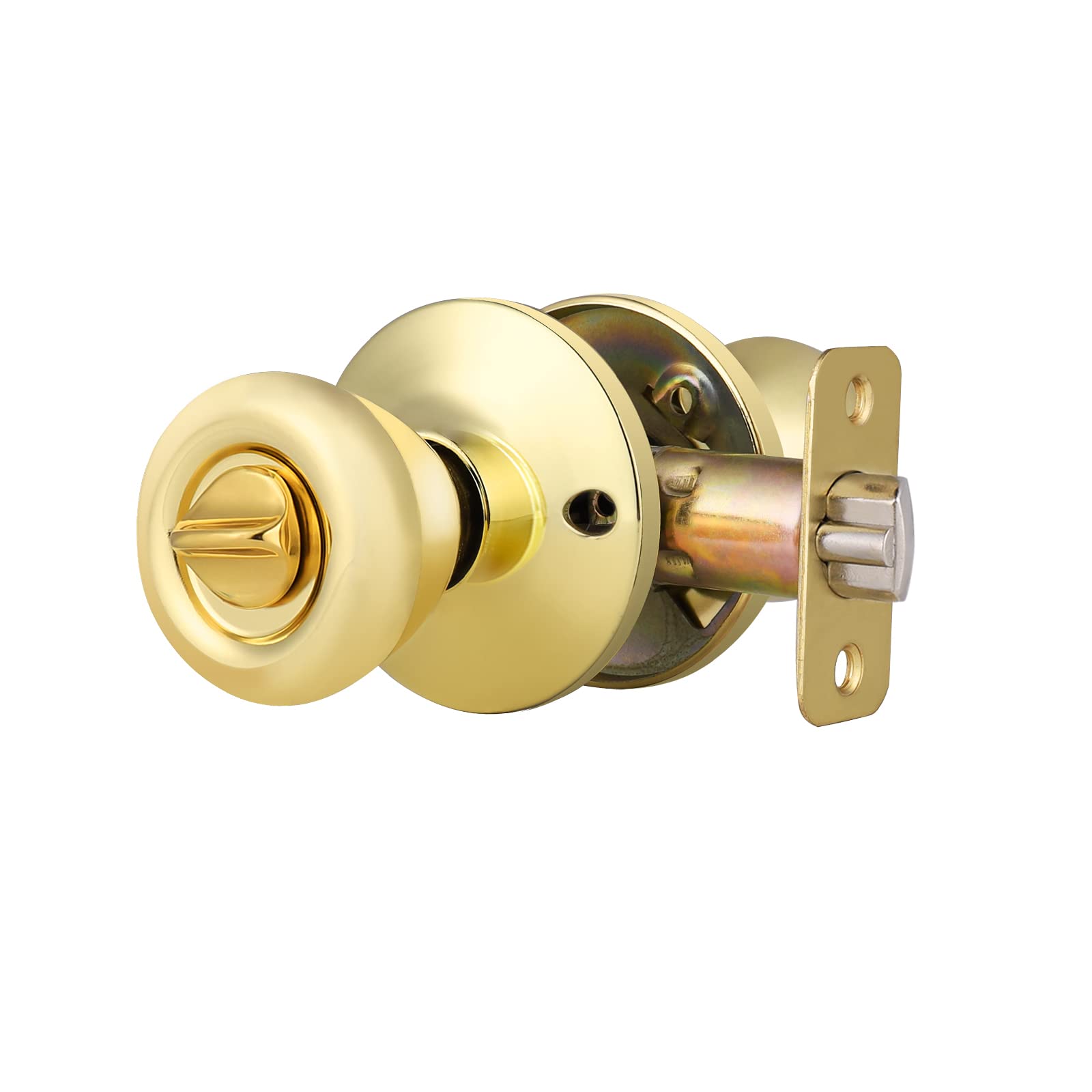 Polished Brass Keyed Alike Door Knobs - Secure Entry & Bedroom Door Lockset with Matching Keys (1 Pack) - Perfect for Homes, Apartments & Offices
