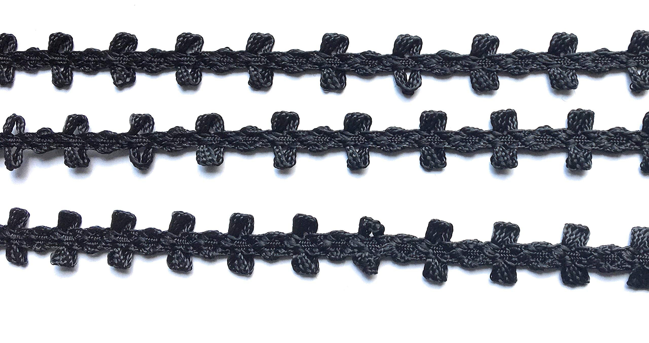 Black Cross Braid Trim - 5 Yards Rayon Decorative Trim for Clothing, Pillows, Rugs & Drapes | DIY Sewing & Home Decor Projects