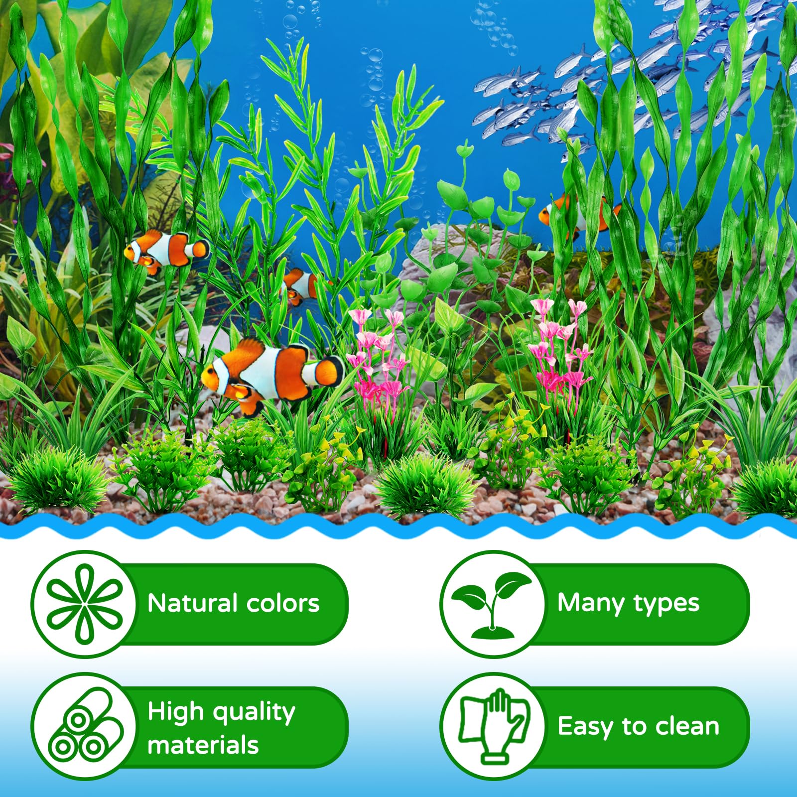 25pcs Artificial Aquarium Plants - Green Fish Tank Decorations for Small to Large Tanks | Realistic Underwater Plants for Aquascaping & Fish Habitat Enhancement