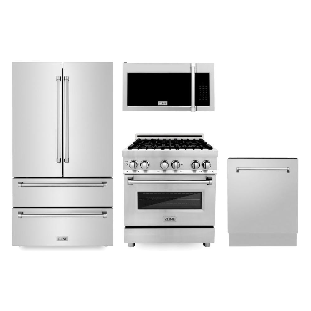 ZLINE 30-inch Stainless Steel Kitchen Package - Dual Fuel Range, Over-the-Range Microwave & 24-inch Tall Tub Dishwasher | Complete Appliance Bundle for Modern Kitchens | Perfect for Home Chefs & Entertaining