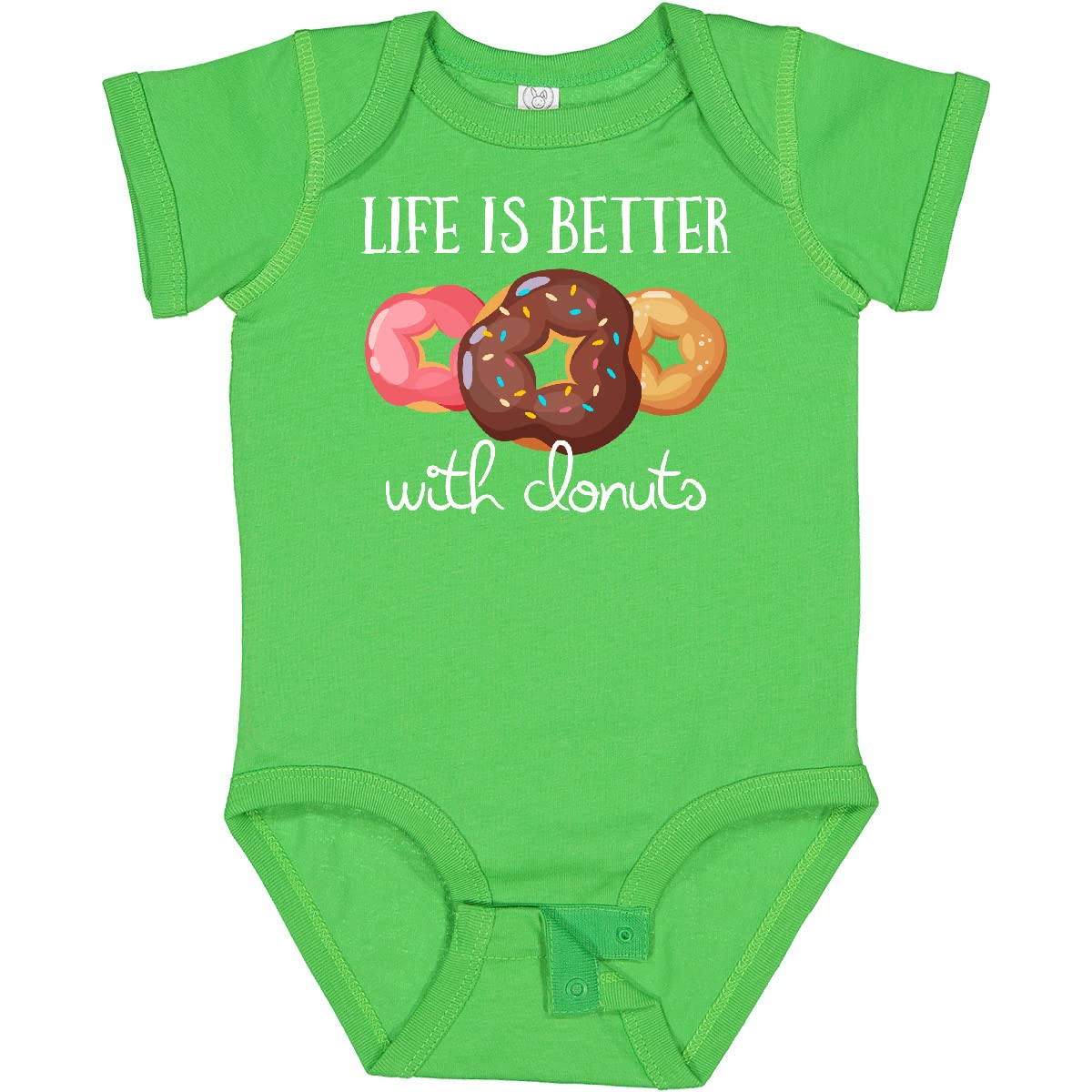 Inktastic Life is Better with Donuts Baby Bodysuit - Cute Donut Print Onesie for Newborns & Infants - Perfect for Birthday Parties, Photo Shoots & Everyday Wear