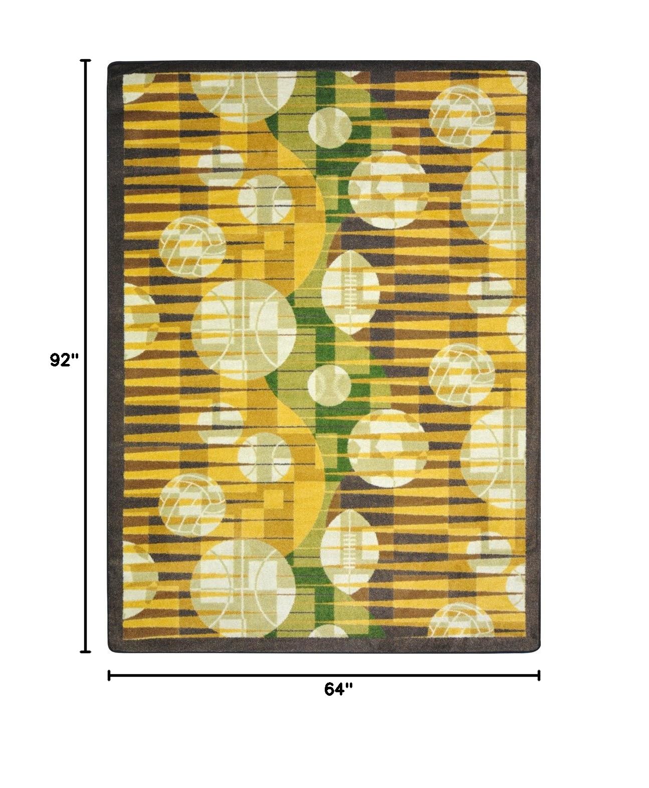 Joy Carpets Sports Fan Keeping Score Area Rug in Gold - Perfect for Game Rooms, Man Caves & Sports-Themed Home Decor