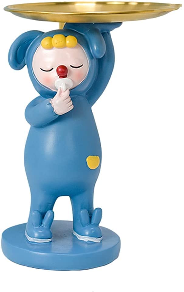 Bddalpke Creative Resin Figurine Statue - Non-Slip Display Stand with Large Storage Tray for Jewelry, Bracelets & Necklaces | Home & Office Decoration (Blue, Nipple Style) - Perfect for Organizing Accessories, Showcasing Collectibles, and Enhancing Workspace Aesthetics