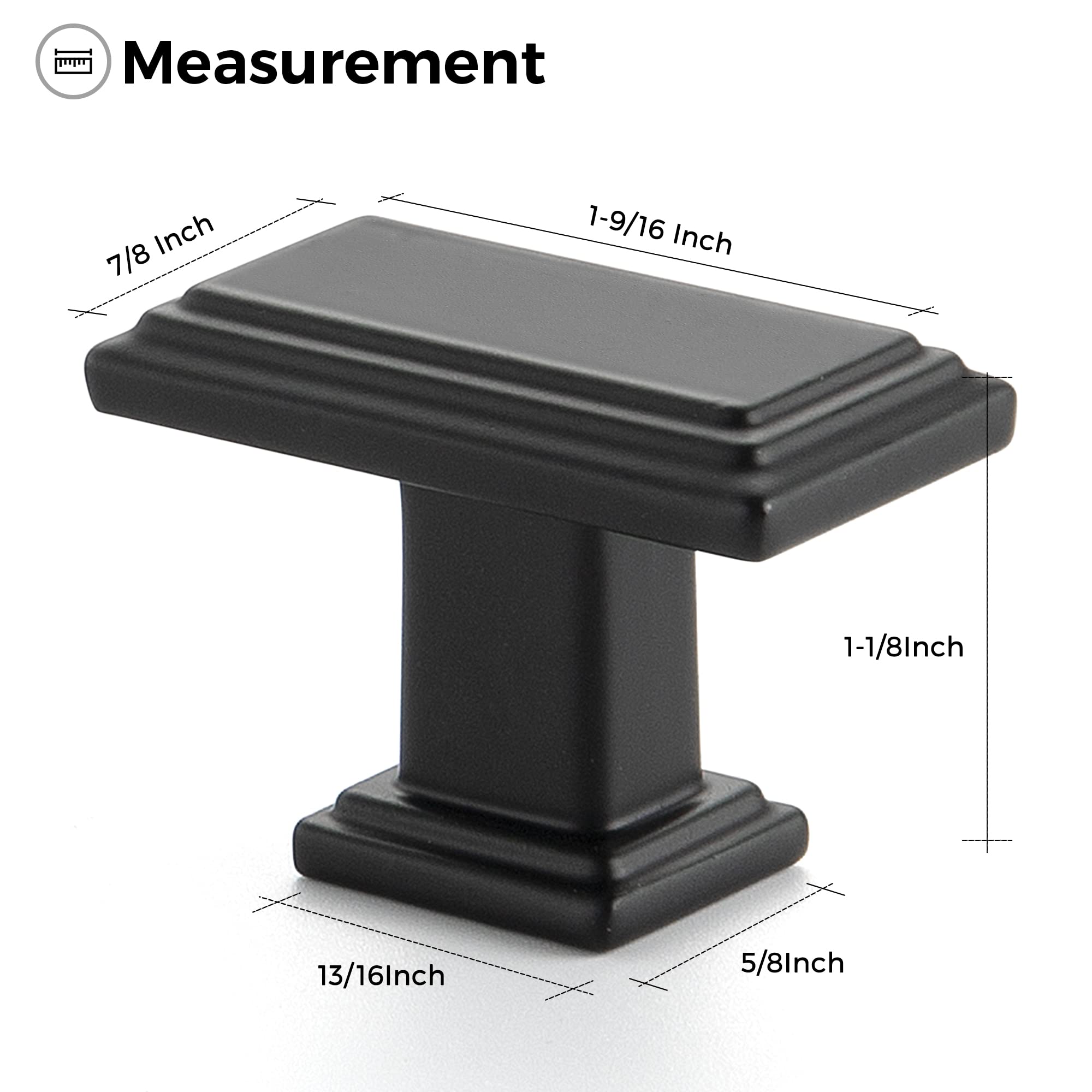 Ravinte 10-Pack Matte Black Rectangular Cabinet Knobs - Modern Drawer Pulls for Kitchen Cabinets, Dressers & Closet Doors | Durable Hardware for Home Renovation & Furniture Upgrade