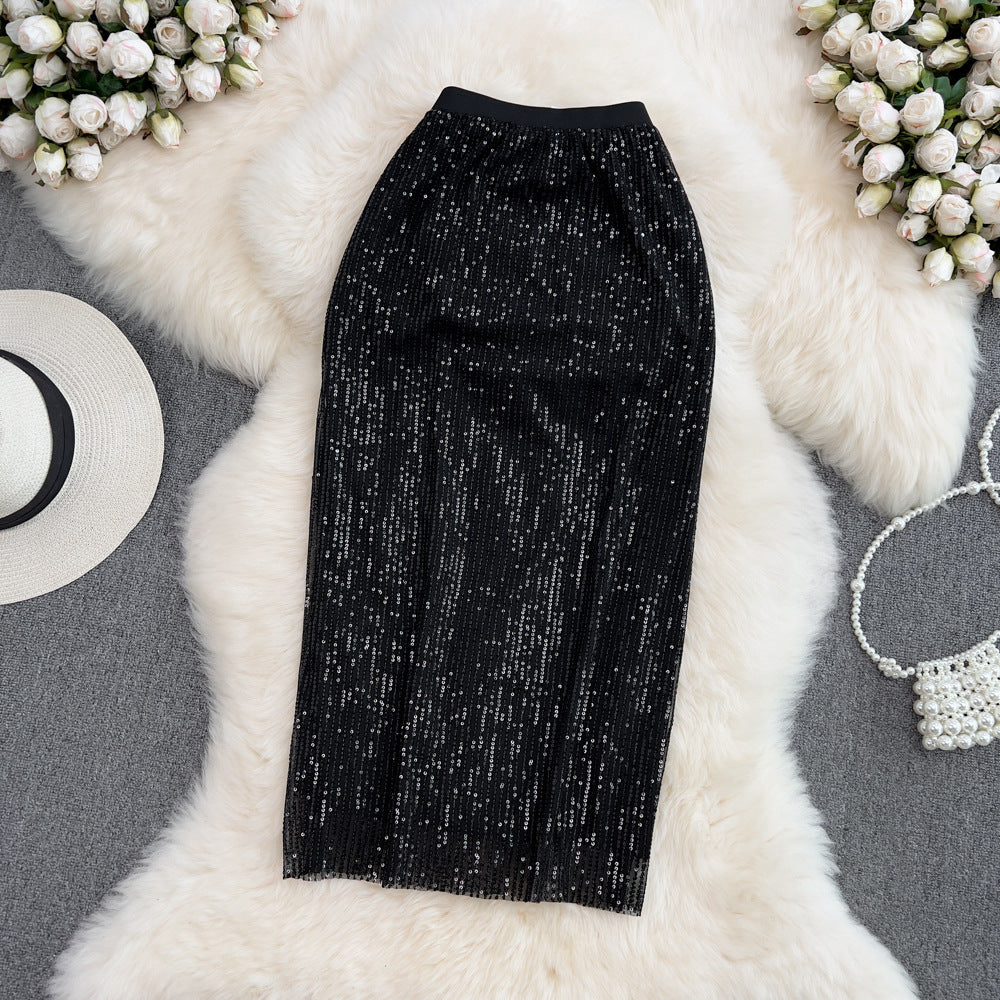 Sparkly Sequin Skirt for Women - High Waist Retro Straight Midi Skirt | Summer Party Outfit, Clubwear & Festive Occasion Fashion