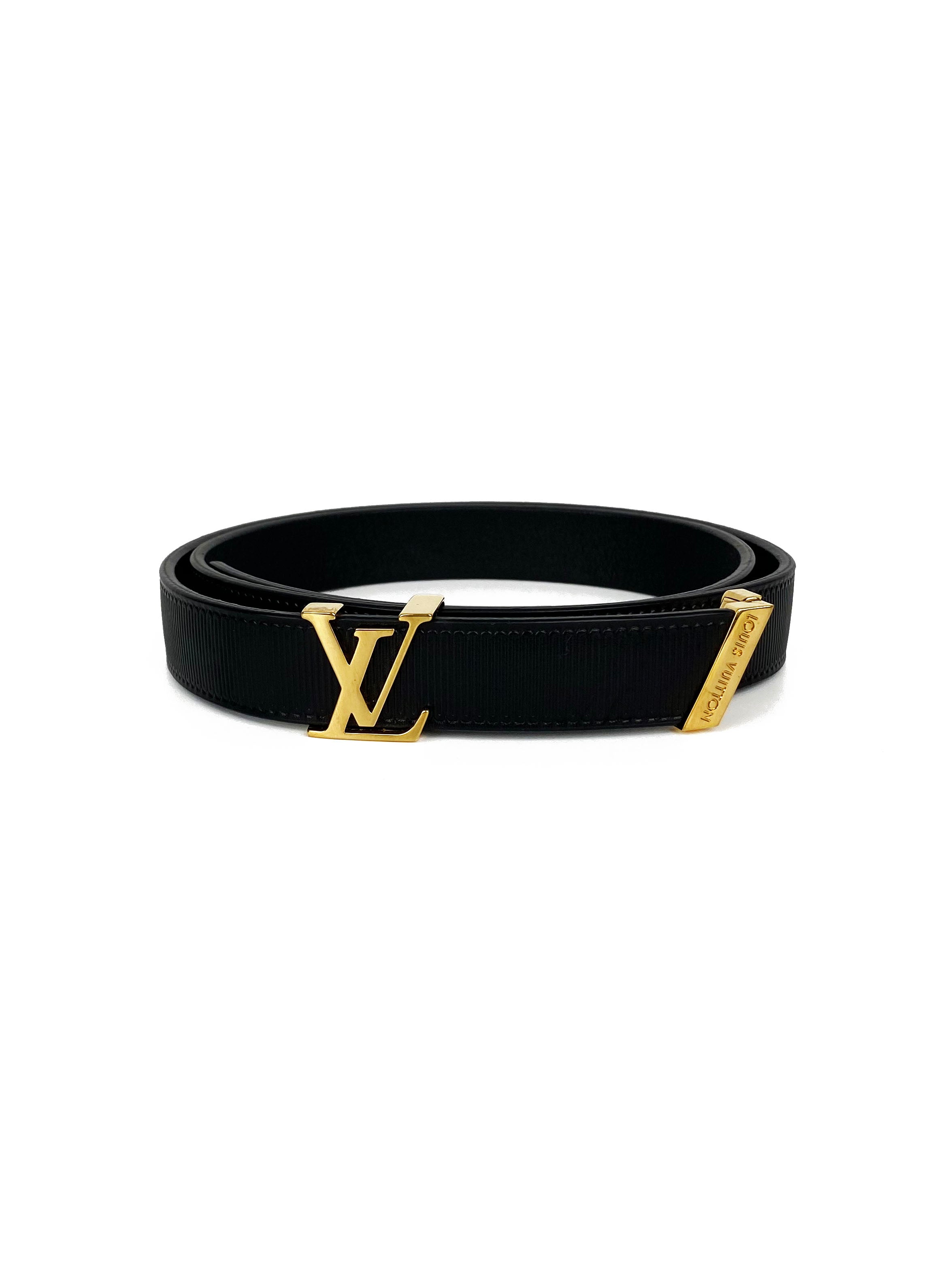Authentic Louis Vuitton Black Initiales Reversible Belt 20mm - Size 75 | Luxury Designer Accessory for Men & Women | Perfect for Office, Date Night & Formal Occasions