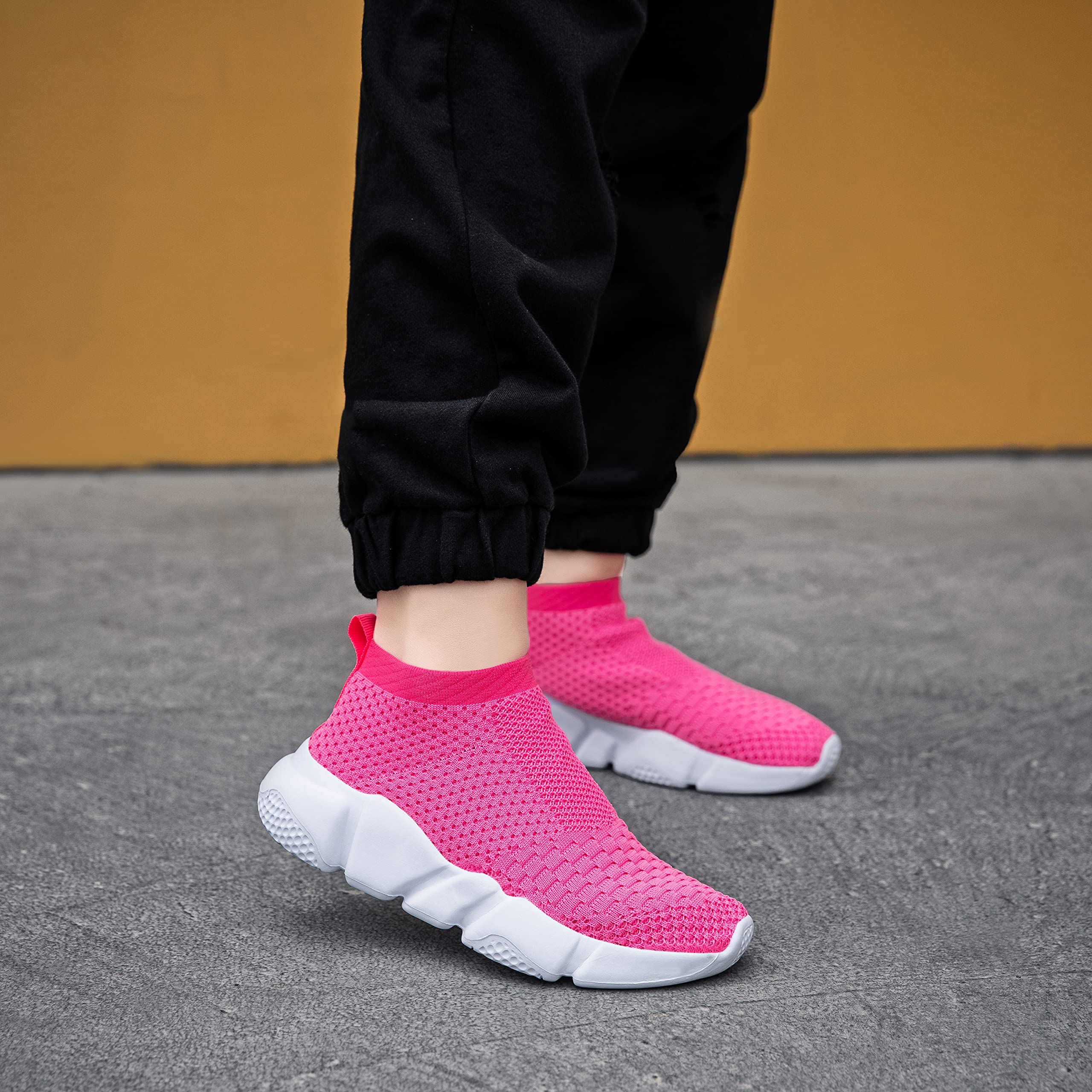 Santiro Boys & Girls Breathable Knit Slip-On Socks Shoes - Lightweight Comfortable Sneakers for Kids Indoor & Outdoor Play, School, Sports