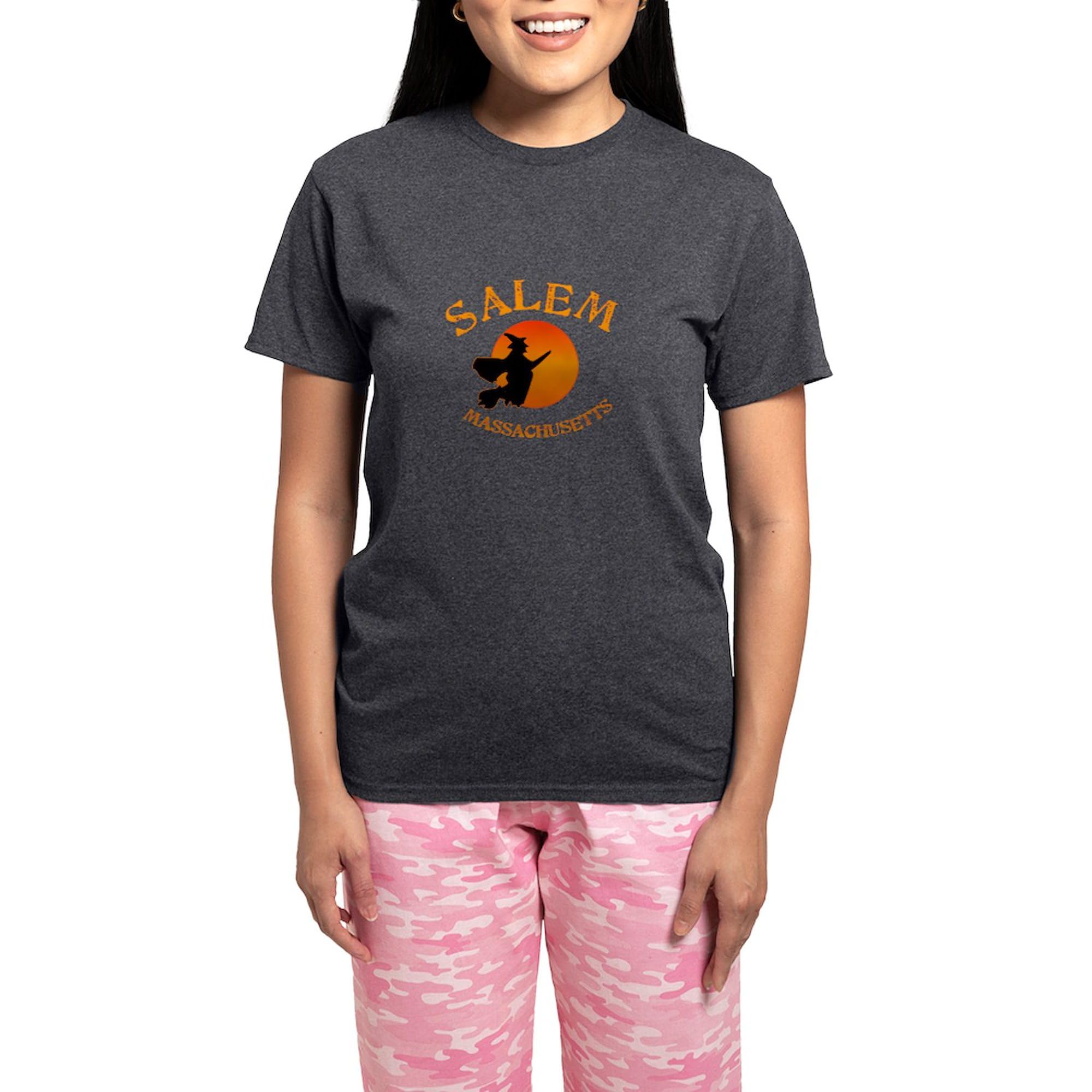 Salem MA Witch Themed Women's Charcoal Pajama Set - Cozy Novelty Sleepwear for Halloween, Witch Lovers & Gift Giving