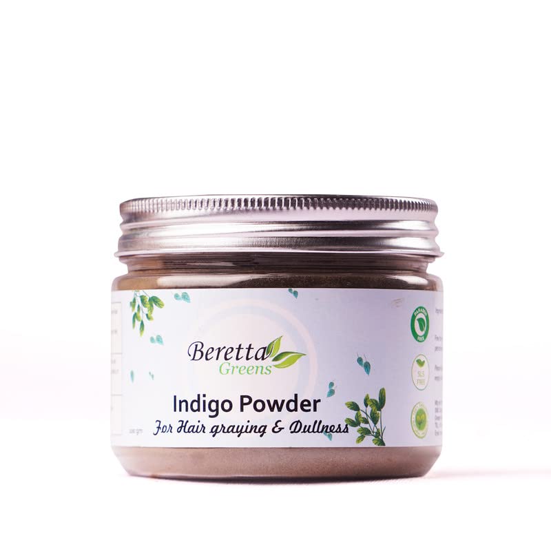 **Beretta Greens Pure & Natural Indigo Powder for Hair Care & Hair Growth – 100g | Organic Herbal Hair Dye & Conditioning Treatment for Gray Coverage, Natural Black Color, and Healthy Scalp (Ideal for DIY Hair Masks & Ayurvedic Remedies)**