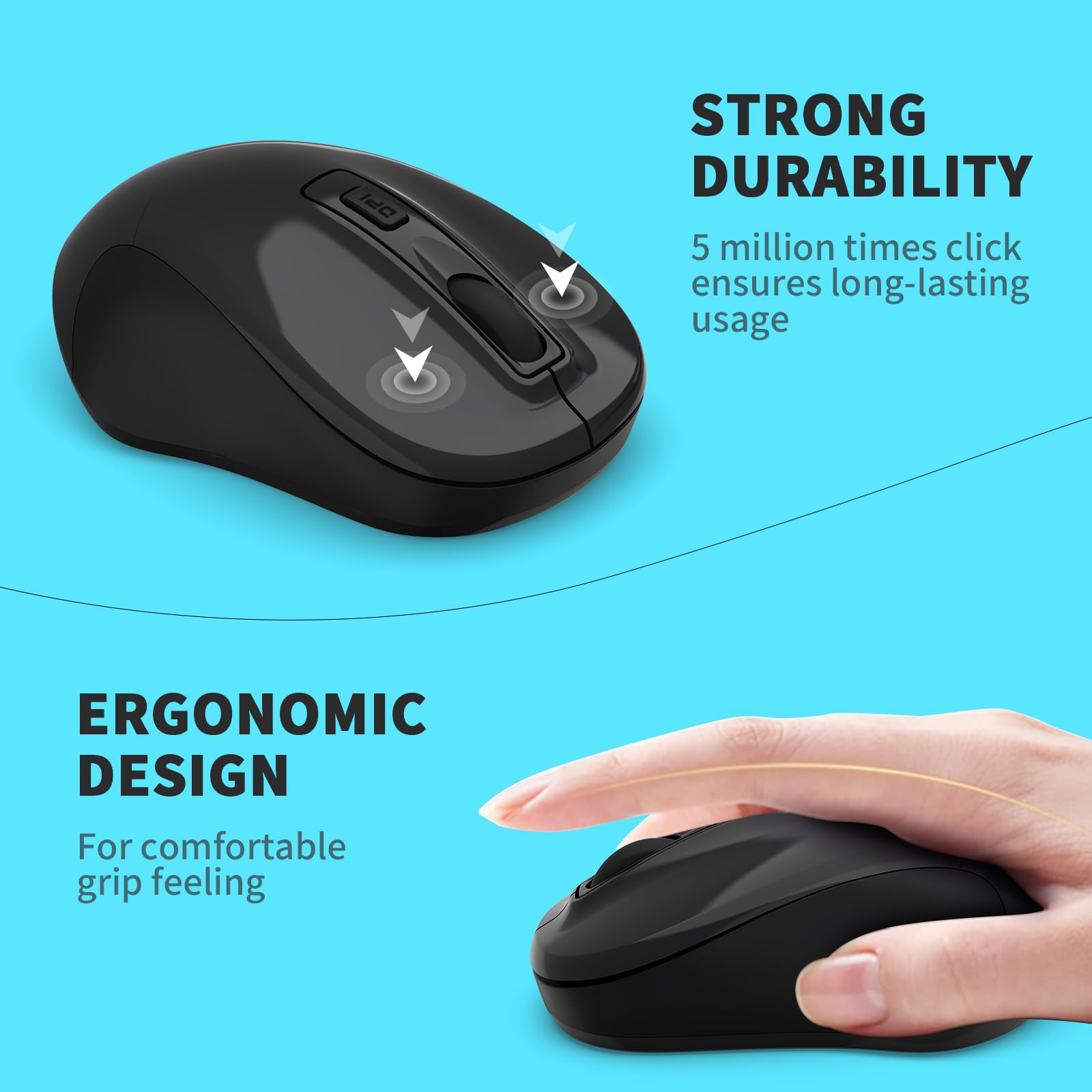 LeadsaiL 2.4G Wireless Mouse - Ultra Slim Silent Optical Mouse with 4 Buttons for Laptop, Desktop, MacBook - Perfect for Office, Home & Travel Use