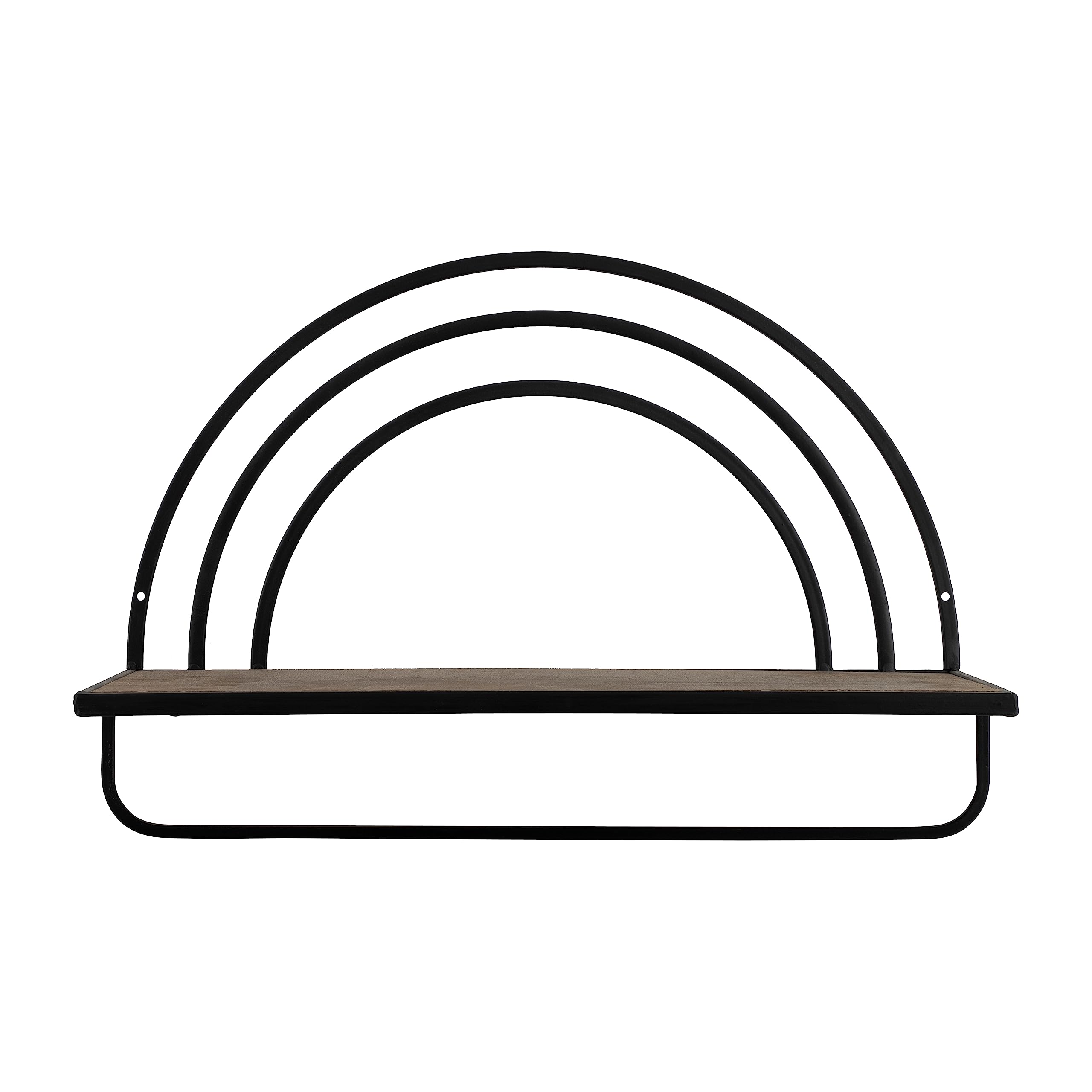 2 Pack Metal Rainbow Wall Shelves - Rustic Brown/Black Iron & Plywood Floating Shelves for Home Decor - Perfect for Living Room, Bedroom, or Bathroom Storage & Display