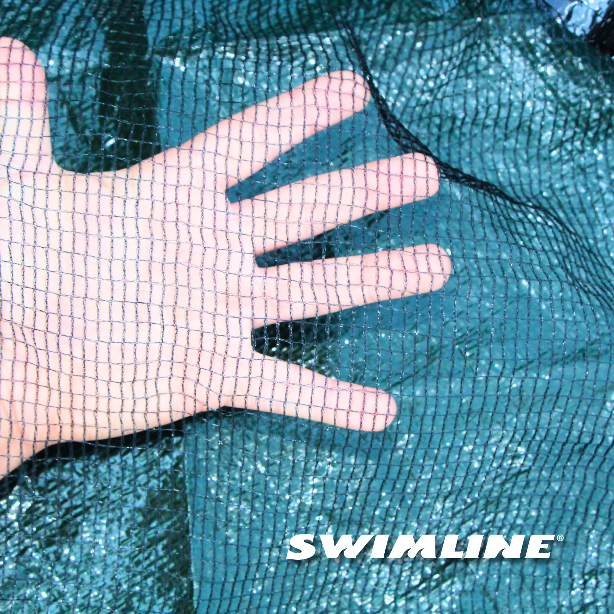 Heavy Duty SWIMLINE HYDROTOOLS Winter Leaf Net Pool Cover for 30 FT Round Above Ground Swimming Pools | 33 FT Netting Size | Black | Includes Winch & Cable | Durable Protection for Fall and Winter Seasons | CO930