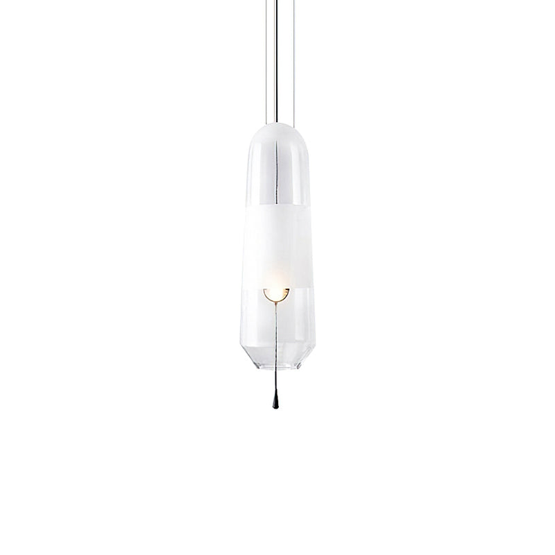 Modern Glass Pendant Light with Capsule Design - Elegant Hanging Fixture for Kitchen Island, Dining Room, or Bedroom Lighting