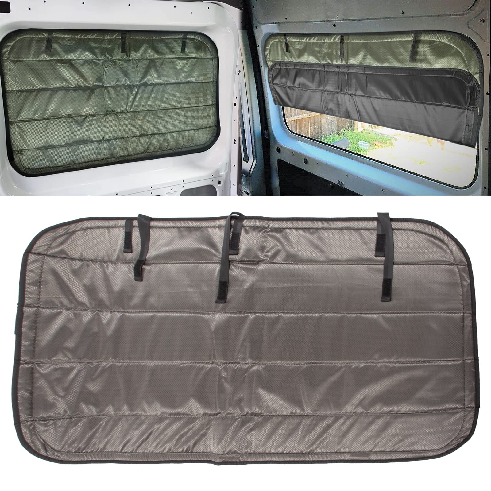 Foldable Insulated Blackout Sun Shade Cover for Ford Transit Van 2015-2022 - Crew Window & Windshield Protector for Heat, UV Rays & Privacy - Perfect for Camping, Travel & Parking