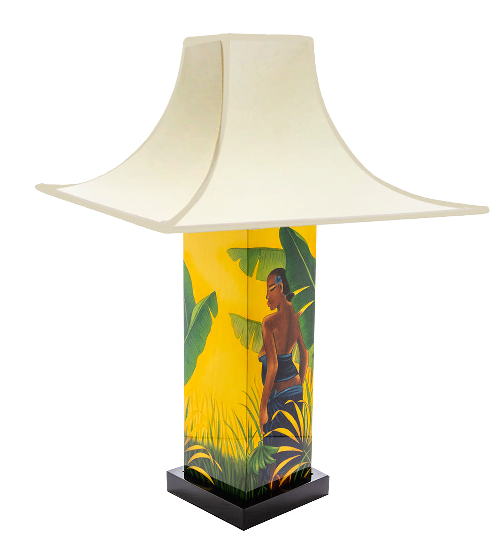 Tim Nguyen Green Bananas Table Lamp - Modern LED Nightstand Light for Bedroom, Living Room, Office - Perfect for Reading, Decor & Ambient Lighting
