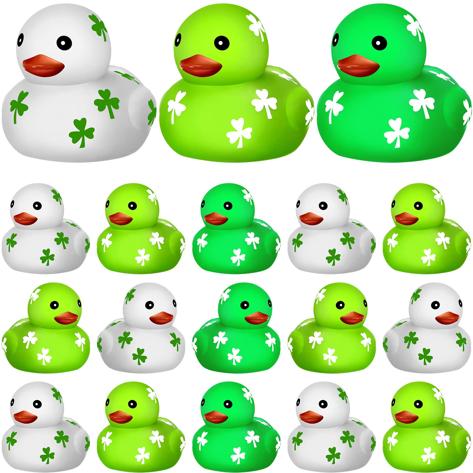 Sanwuta Mini Irish Shamrock Rubber Duckies - 18-Piece St. Patrick's Day Bath Toys Set for Kids, Safe Bath Decorations & Party Favors | Perfect for Bathtime Fun, St. Patrick's Day Celebrations, Baby Showers & Gift Baskets