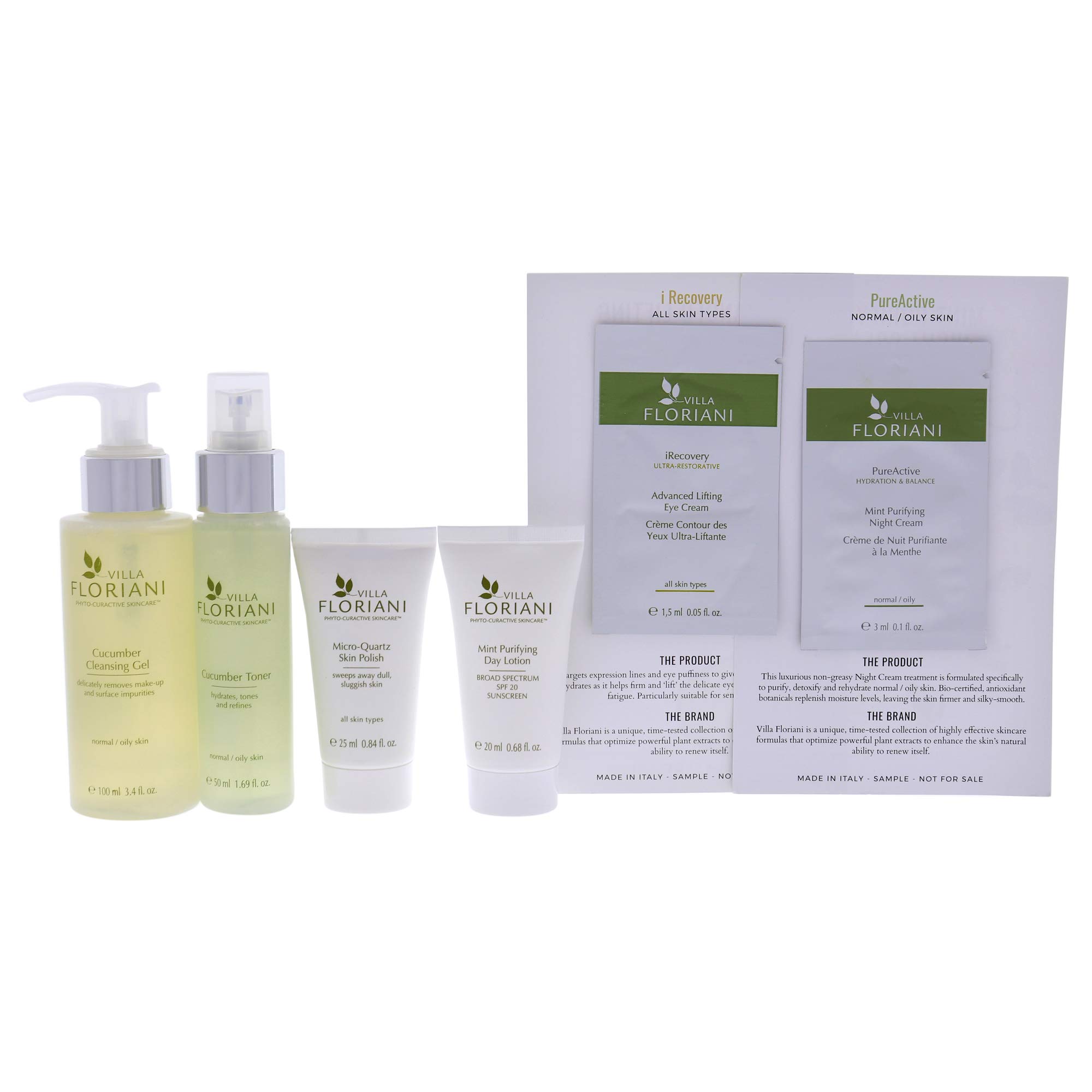 Villa Floriani Purifying Skincare Travel Kit for Women - 6 Piece Set with Cleanser, Toner, Moisturizer | Perfect for On-the-Go Skincare Routine, Business Trips & Vacation Essentials