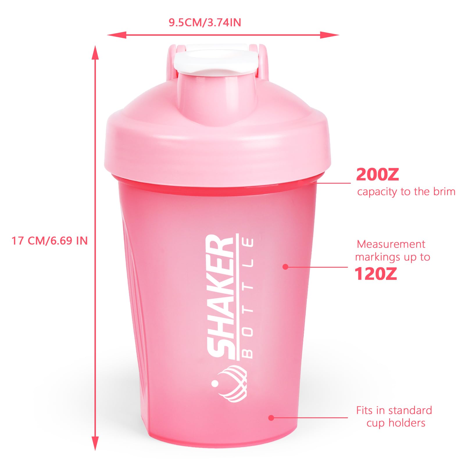 Premium 400ml (13oz) Pink Protein Shaker Bottle with Mixing Ball - BPA Free Leak-Proof Gym Water Bottle for Smooth Blending of Protein Shakes & Smoothies - Ideal for Workouts, Fitness Training & Post-Exercise Recovery