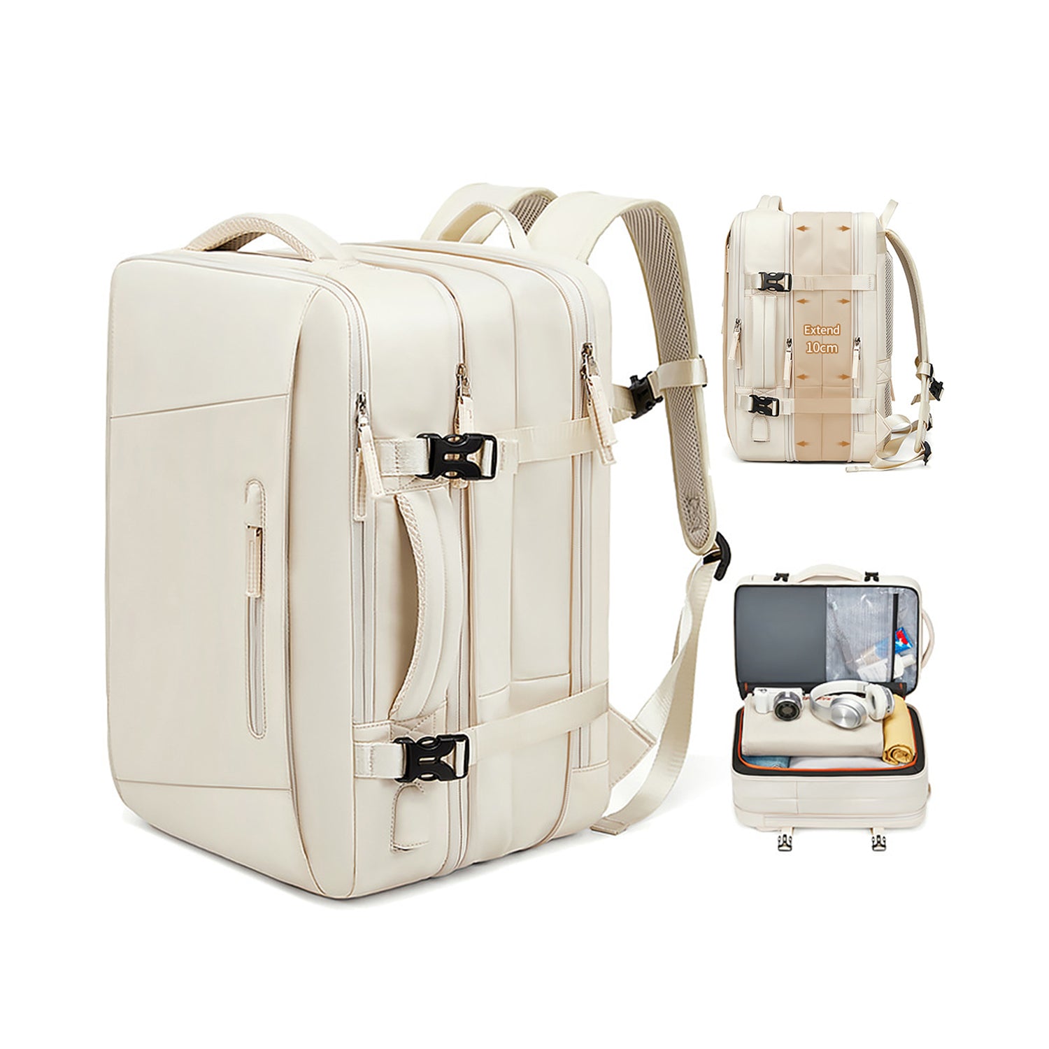 VBP100 - Large Travel Backpack with USB Charging Port, Waterproof Expandable Carry On Backpack for Weeklong Trips - Perfect for Business Travel, Hiking & Airplane Carry On Luggage