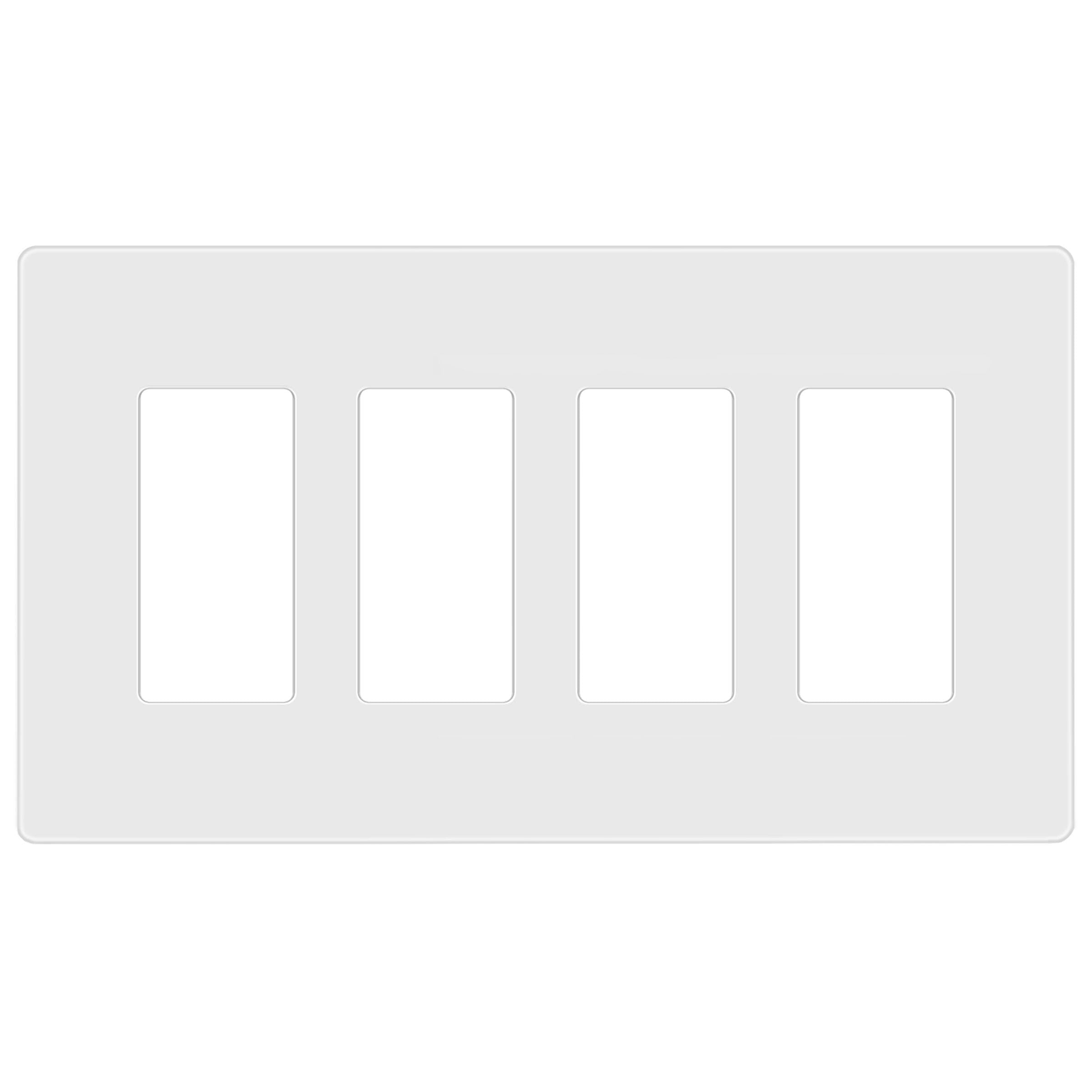 ENERLITES Child-Safe Screwless Decorator Wall Plates - 4-Gang Medium Size (4.88