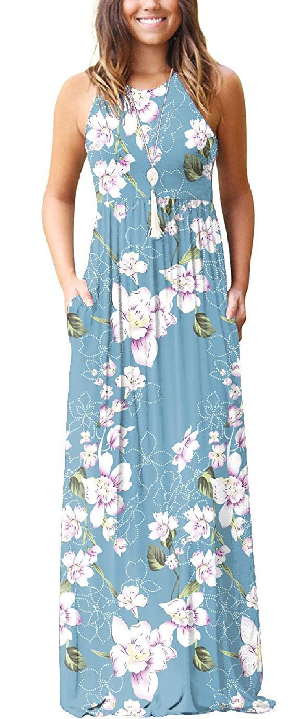 PCEAIIH Women's Long Sleeve Loose Plain Maxi Dress with Pockets - Casual Flowy Midi Dress for Everyday Wear, Work & Date Night
