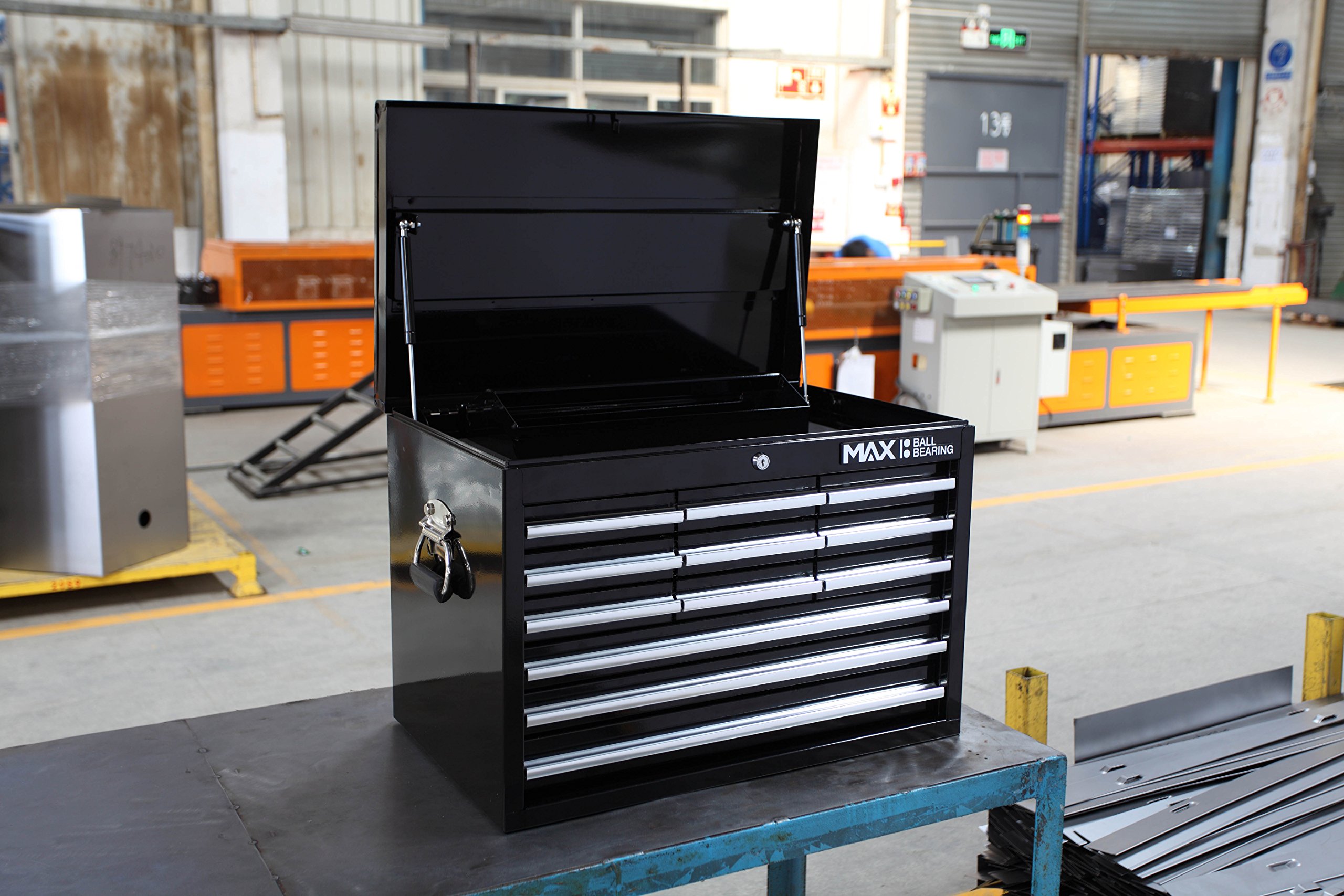 Professional 9-Drawer Metal Tool Chest in Black - Heavy Duty Garage Storage for Mechanics & DIY Enthusiasts