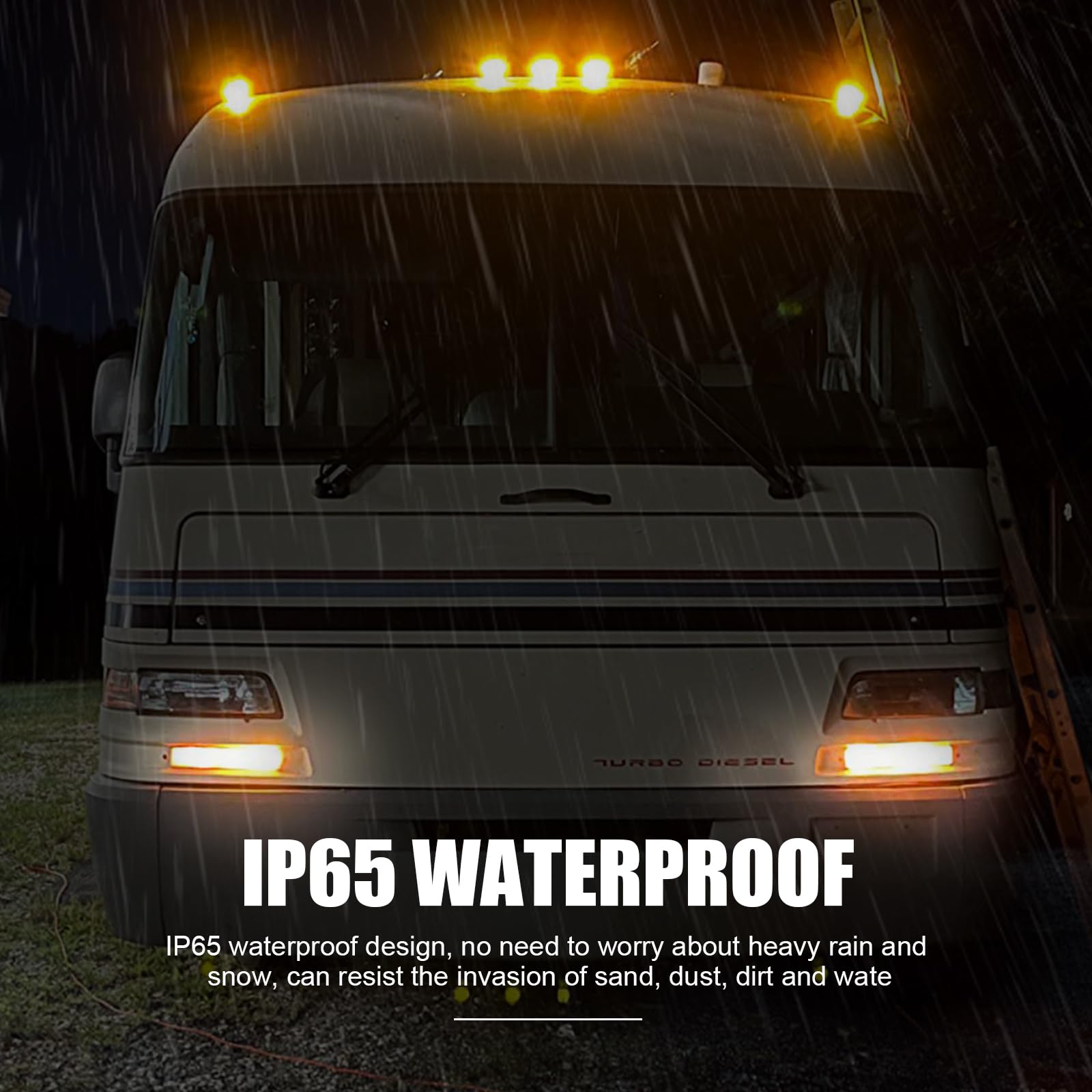 5Pcs Amber Teardrop Cab Lights - 9LED Truck Marker Lights with Wires & Mounting Kit - Waterproof Clearance Roof Running Lights for Pickups, Vans, Semis, RVs - Ideal for Night Driving & Road Safety