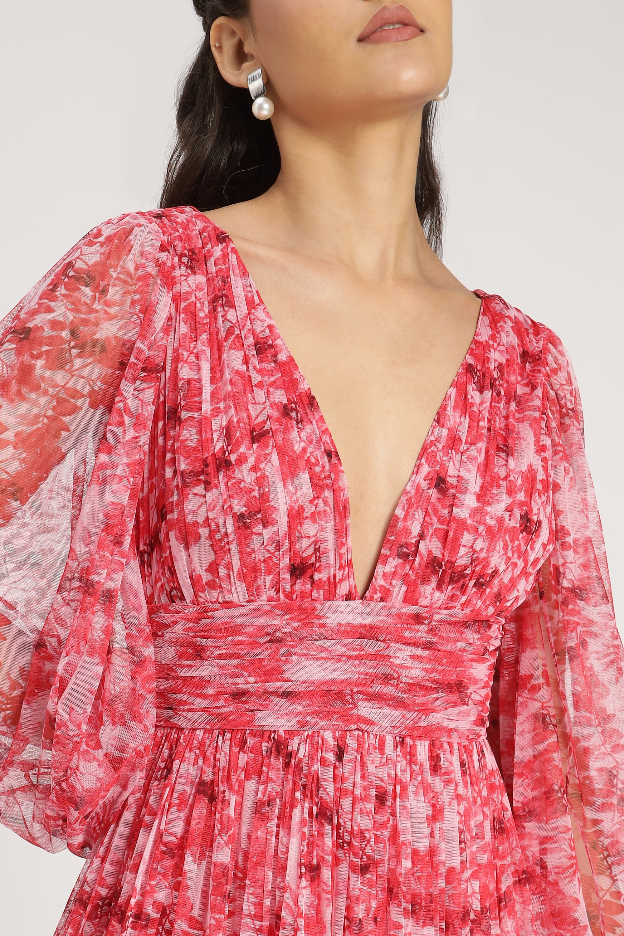 Lydia Women's Maxi Dress - Red Floral Print Long Summer Dress for Beach, Vacation & Casual Wear | Plus Size Options Available