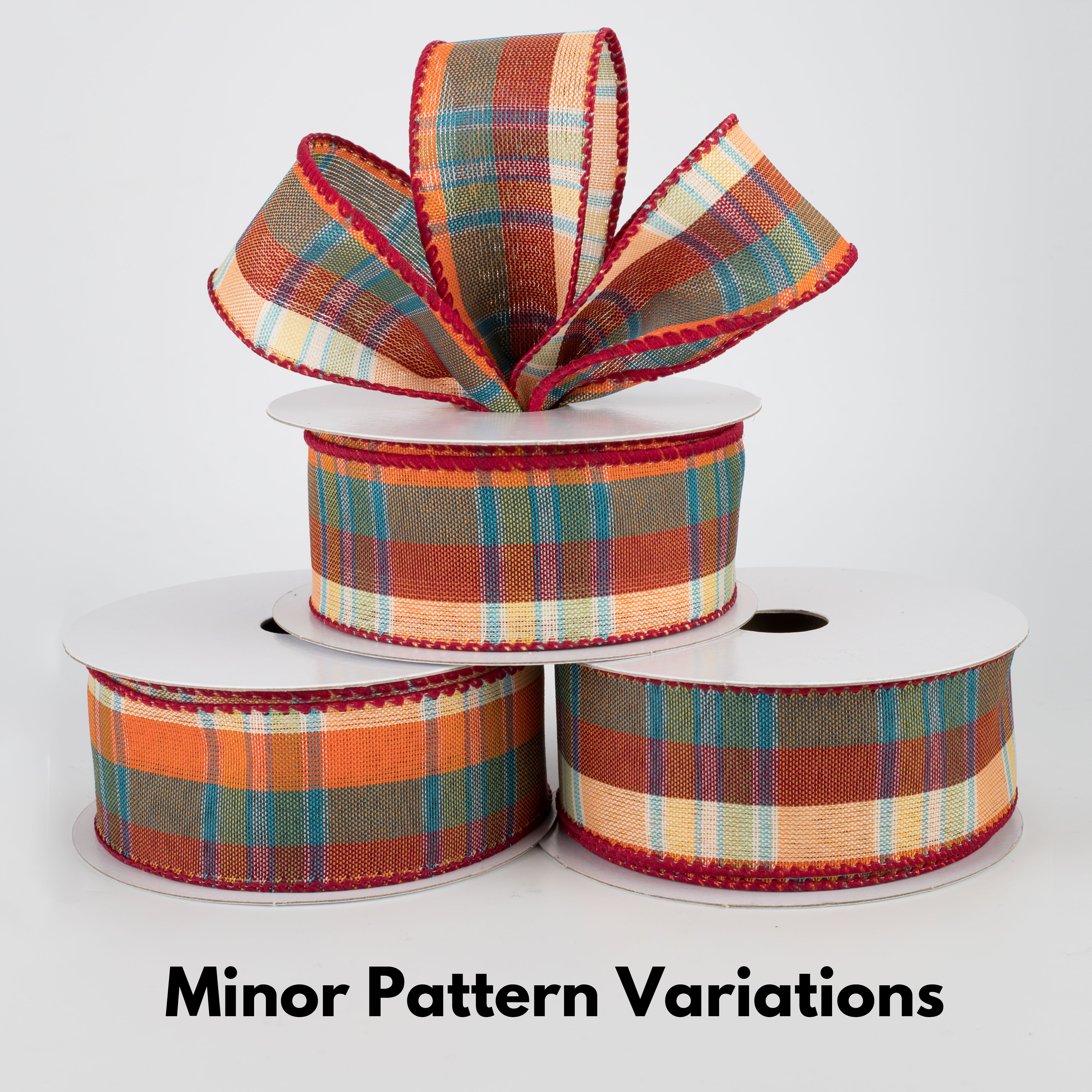 1.5 Inch Plaid Fall Ribbon - Teal and Orange Decorative Ribbon (10 Yards) for Gift Wrapping, DIY Crafts, Seasonal Decorations, and Autumn Home Decor